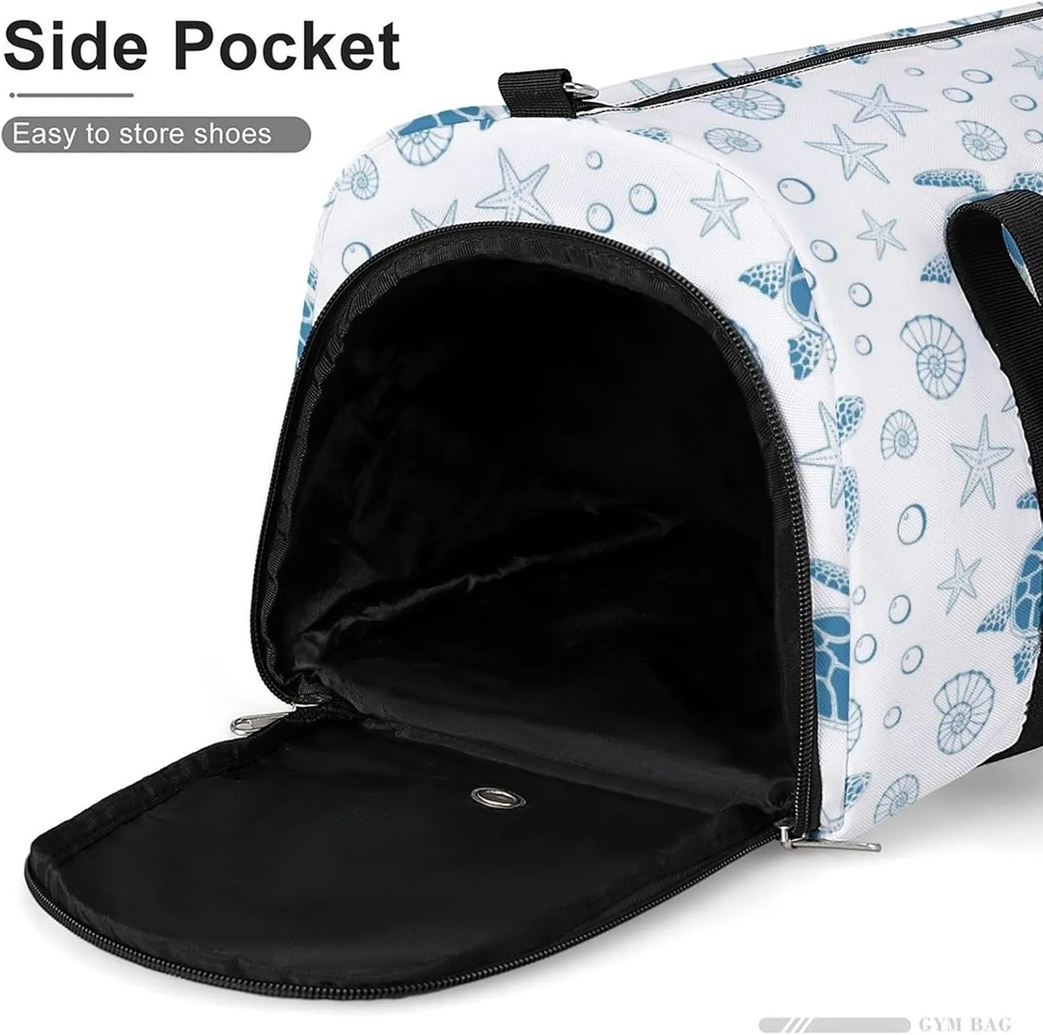 Gym Duffel Bag with Shoe Compartment Wet Pocket, Turtle, Sea Stars And Shells Travel Bag for Men Women