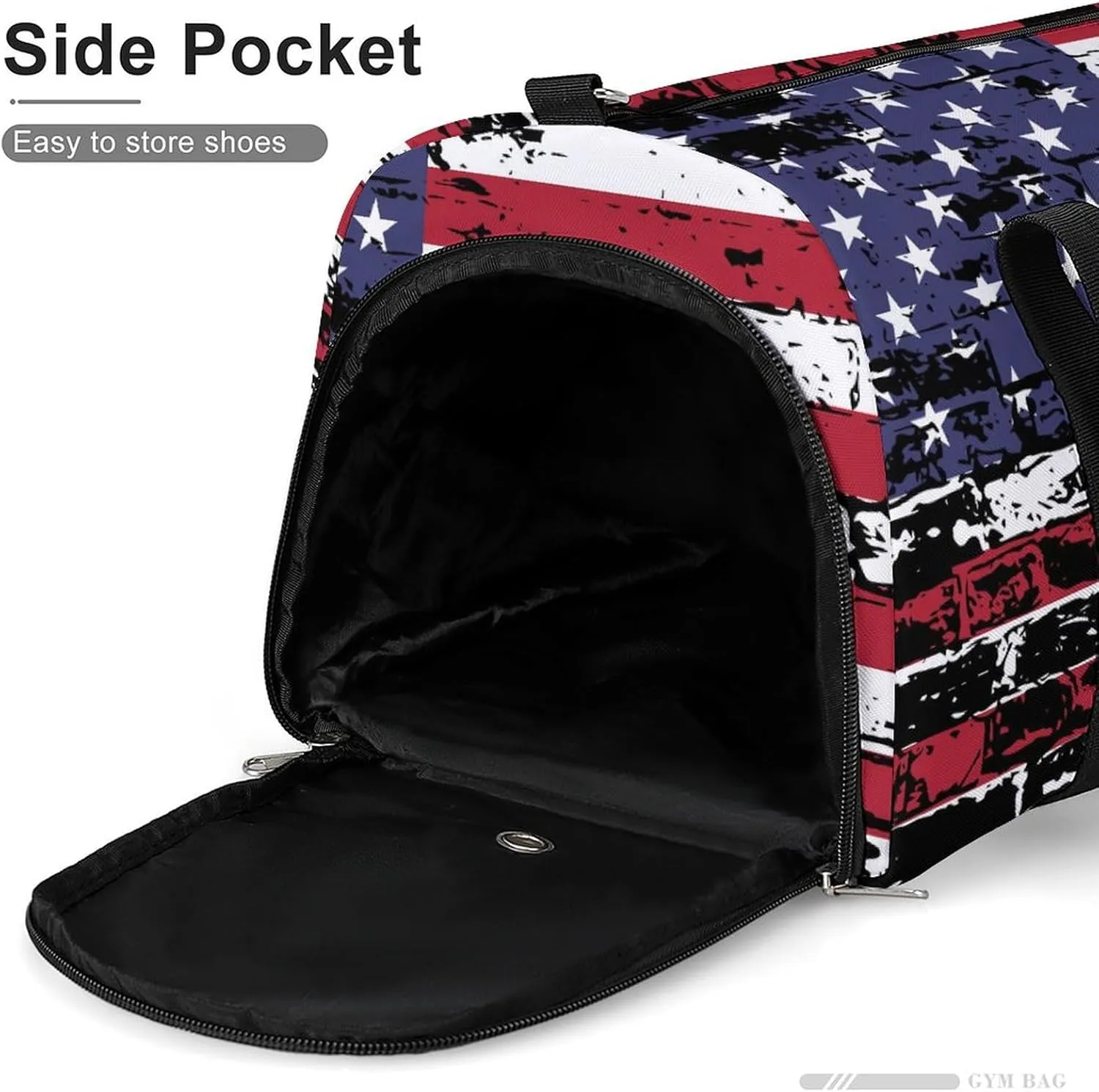 Gym Duffel Bag with Shoe Compartment Wet Pocket, Usa Flag Grunge Travel Bag for Men Women