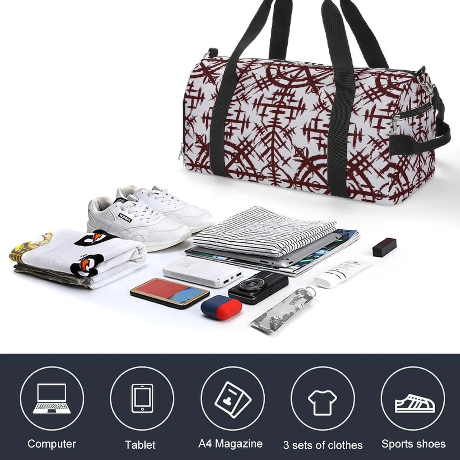 Gym Duffel Bag with Shoe Compartment Wet Pocket, Vikings Symbol Travel Bag for Men Women, style-1