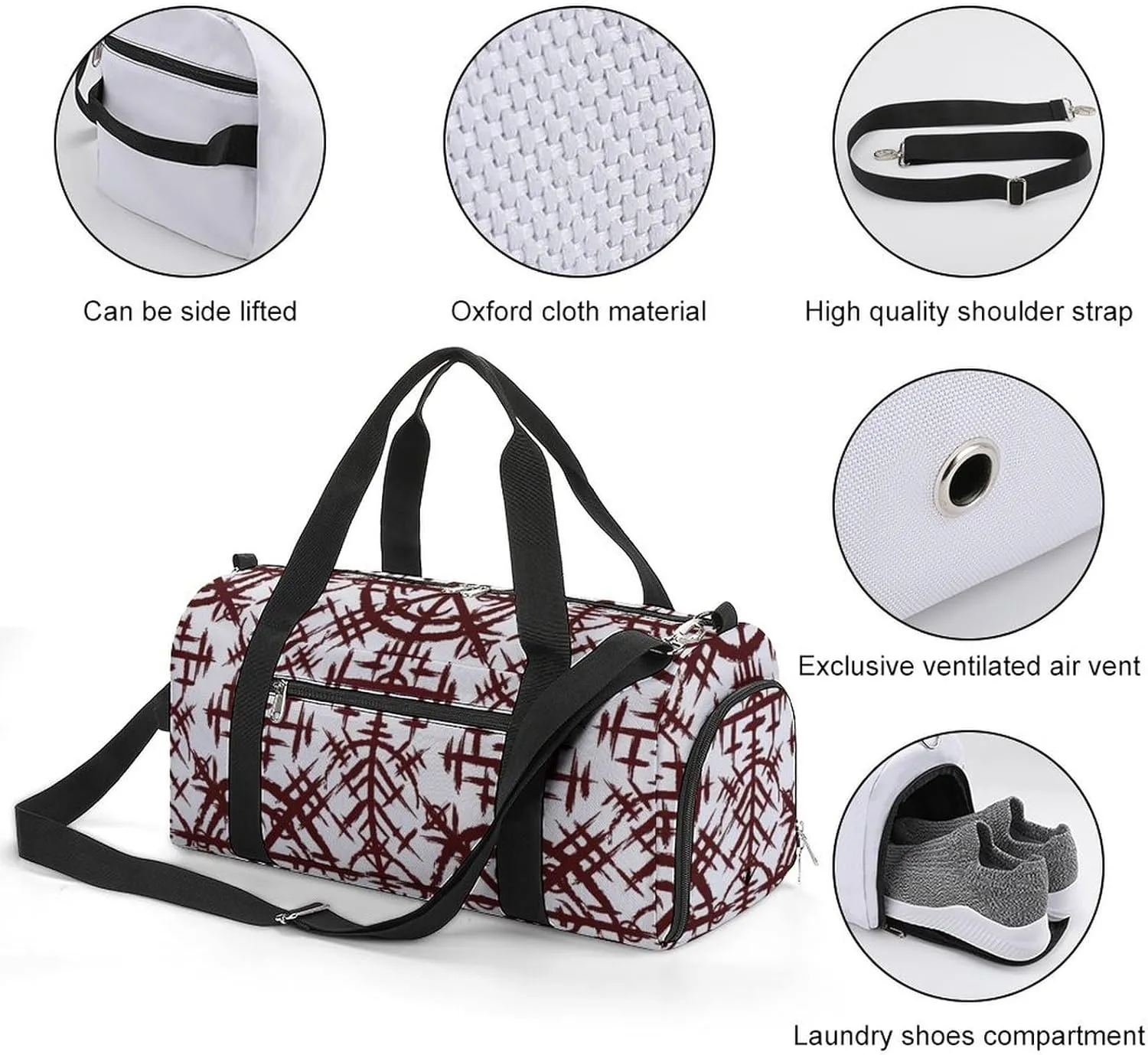 Gym Duffel Bag with Shoe Compartment Wet Pocket, Vikings Symbol Travel Bag for Men Women, style-1