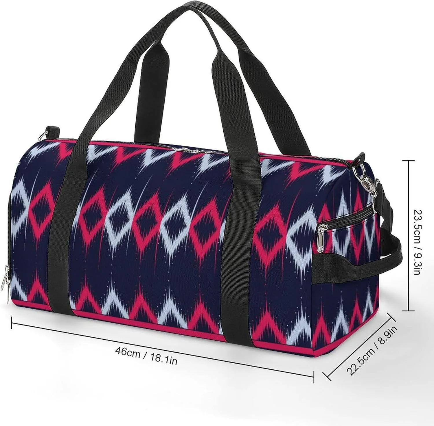 Gym Duffel Bag with Shoe Compartment Wet Pocket, White Red Blue Colors Travel Bag for Men Women, style-3