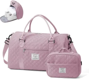 Gym Duffle Bag for Women with Shoe Compartment Waterproof Travel Tote Bags Personal Item Carry On Weekender Overnight Bags with Toiletry Bag Swimming Yoga Bags Hospital Holdalls Purple
