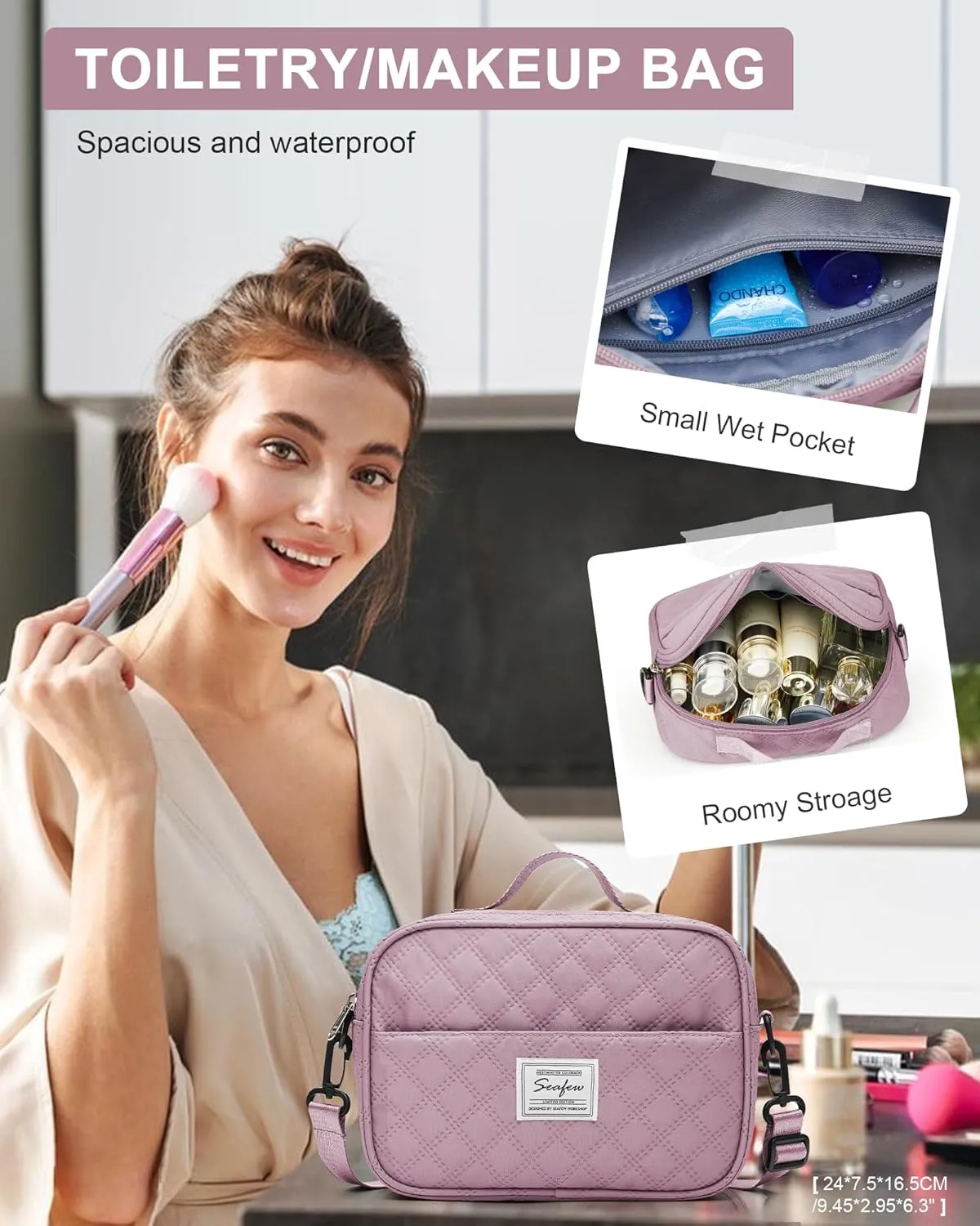 Gym Duffle Bag for Women with Shoe Compartment Waterproof Travel Tote Bags Personal Item Carry On Weekender Overnight Bags with Toiletry Bag Swimming Yoga Bags Hospital Holdalls Purple