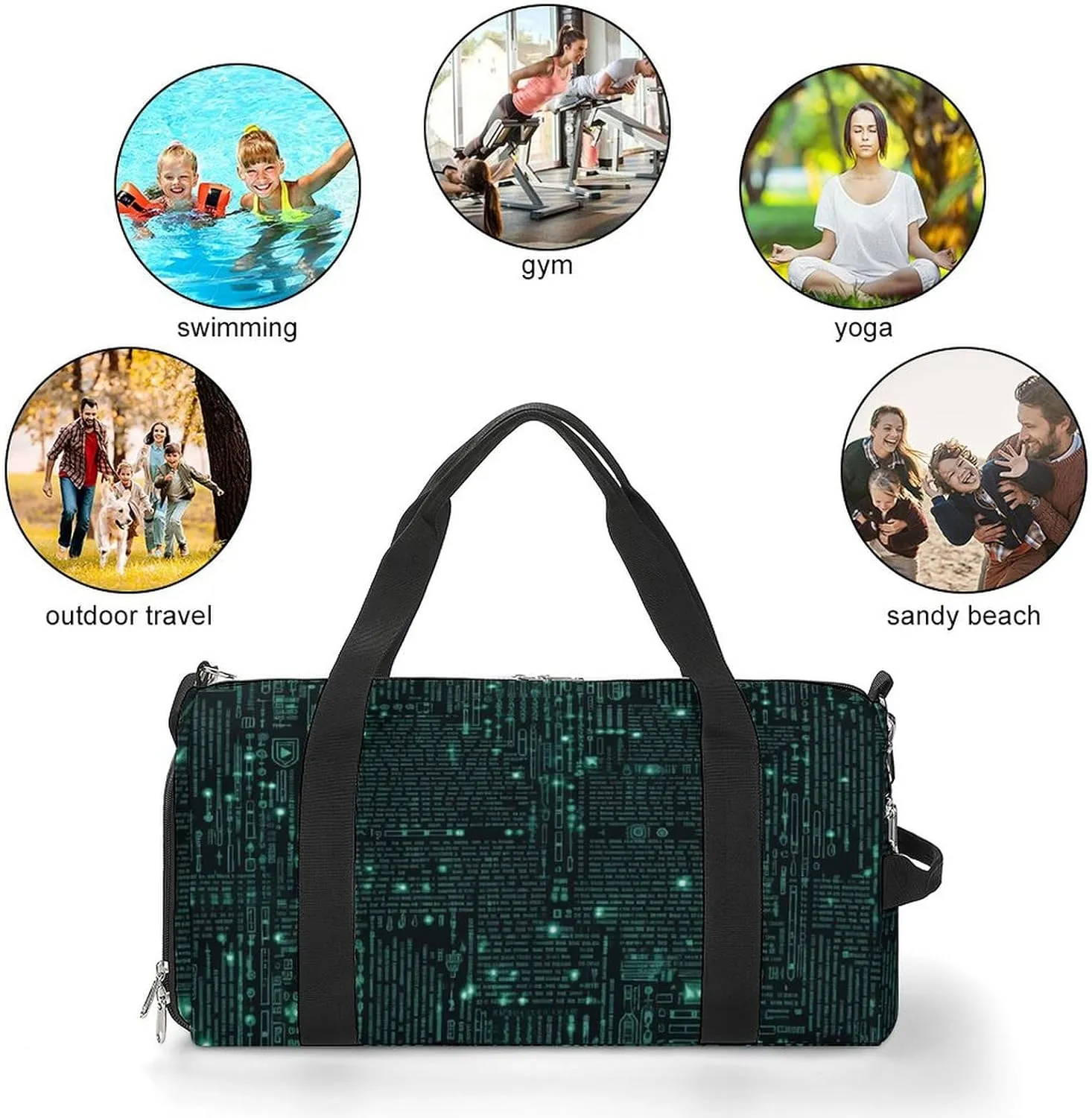 Hacker Sports Gym Bag Carry on Holdalls for Men Small Duffel Bags for Women with Shoe Compartment