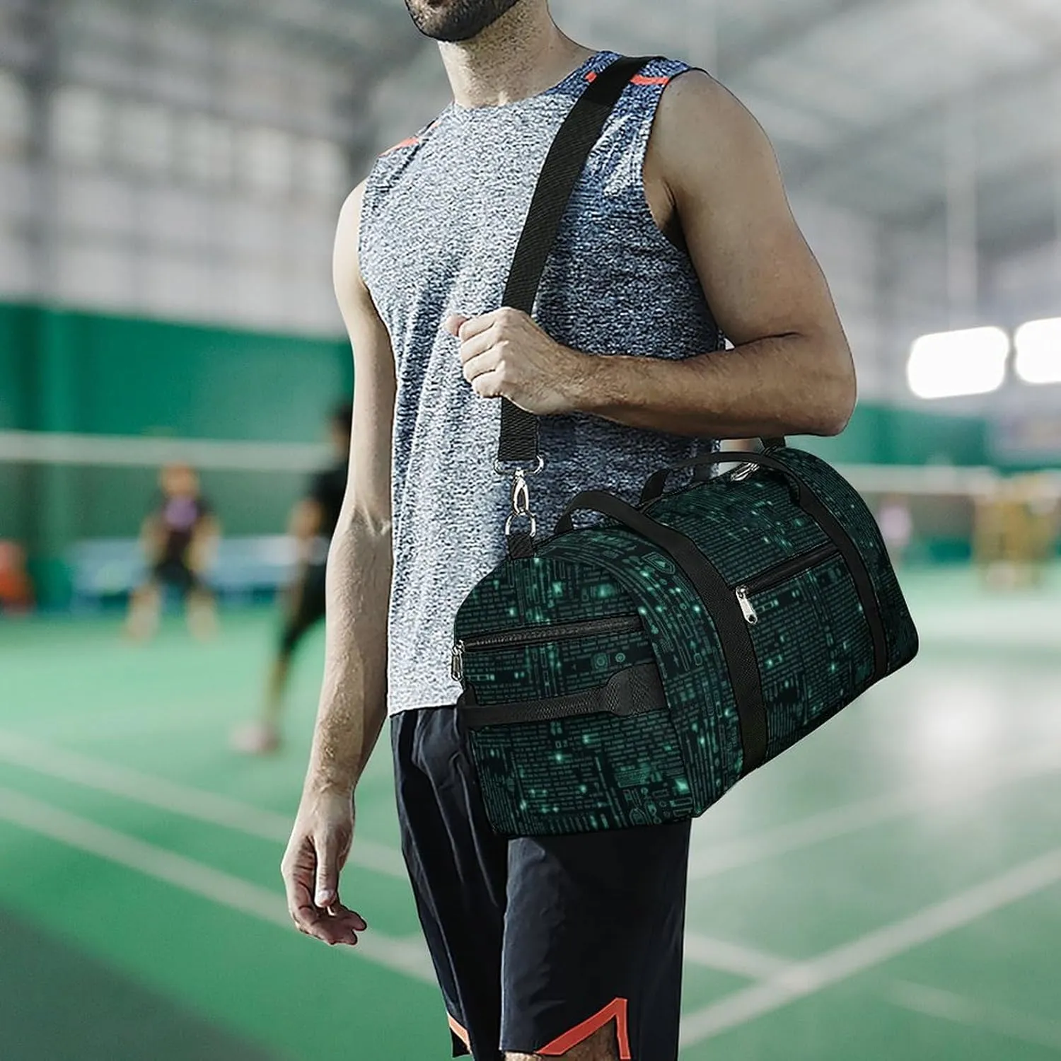 Hacker Sports Gym Bag Carry on Holdalls for Men Small Duffel Bags for Women with Shoe Compartment