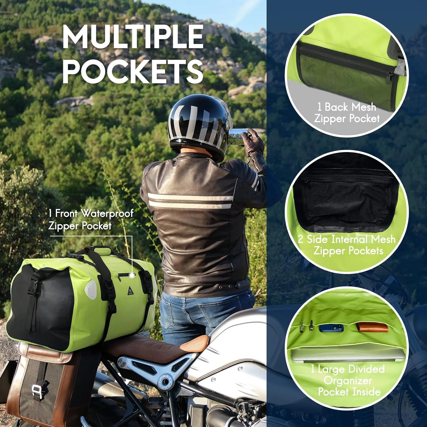 Haimont Waterproof Duffel Bag Roll-top Dry Duffel Bag with Quick-fixed Straps for Motorcycling, Rafting, Boating, SUP, Kayaking, Travel, 50L/70L