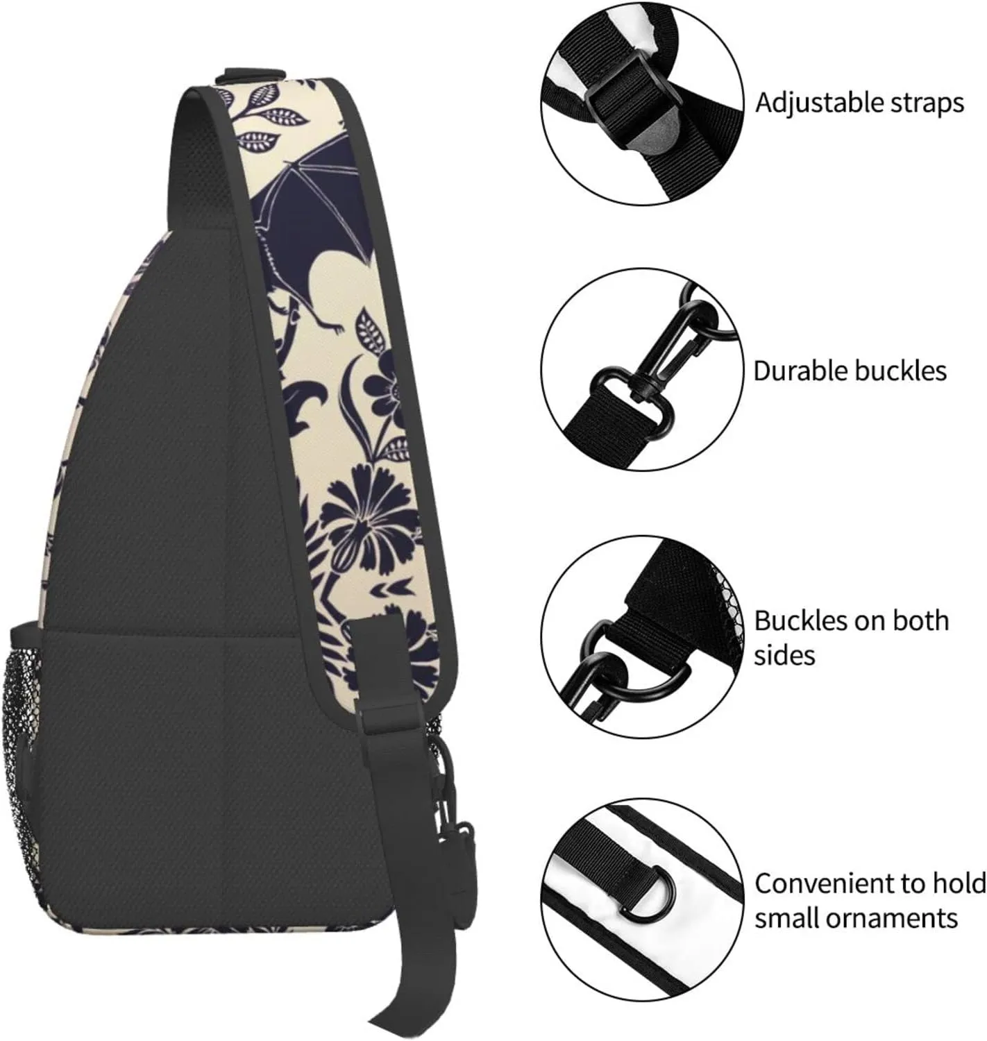 Halloween Bat Sling Bag For Men Women Shoulder Backpack Chest Bags Crossbody Daypack For Hiking Camping Outdoor Trip