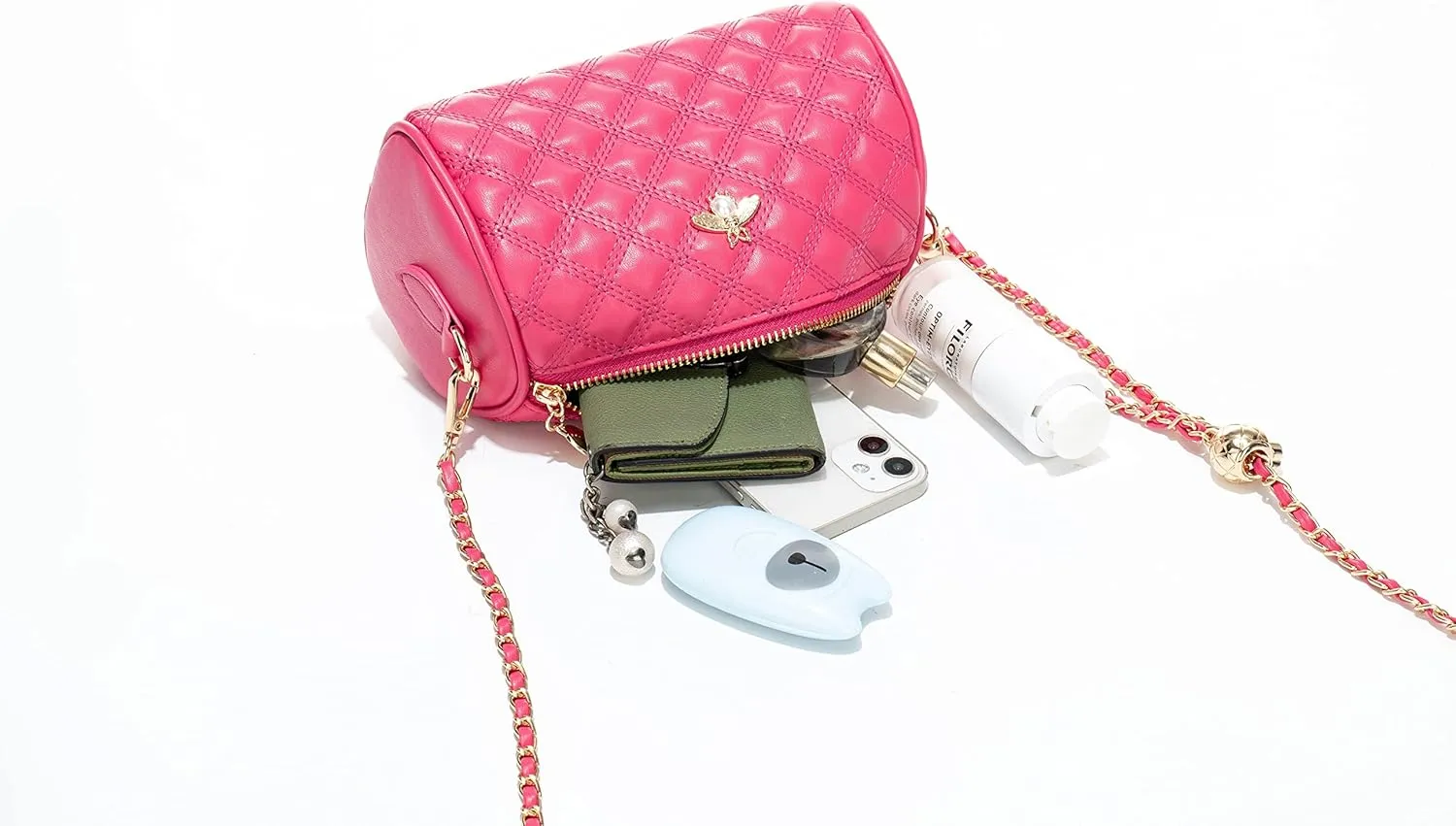 Hanbella Crossbody Purse for Women - Cute Quilted Leather Shoulder Bag with Gold Chain Strap for Teen Girls - Womens Clutch