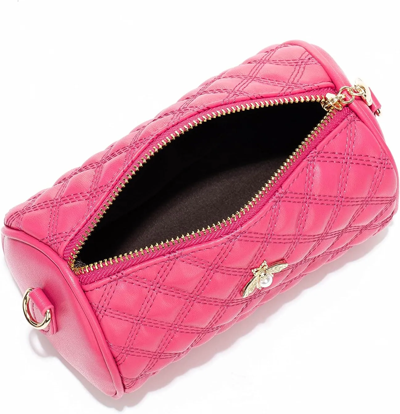 Hanbella Crossbody Purse for Women - Cute Quilted Leather Shoulder Bag with Gold Chain Strap for Teen Girls - Womens Clutch
