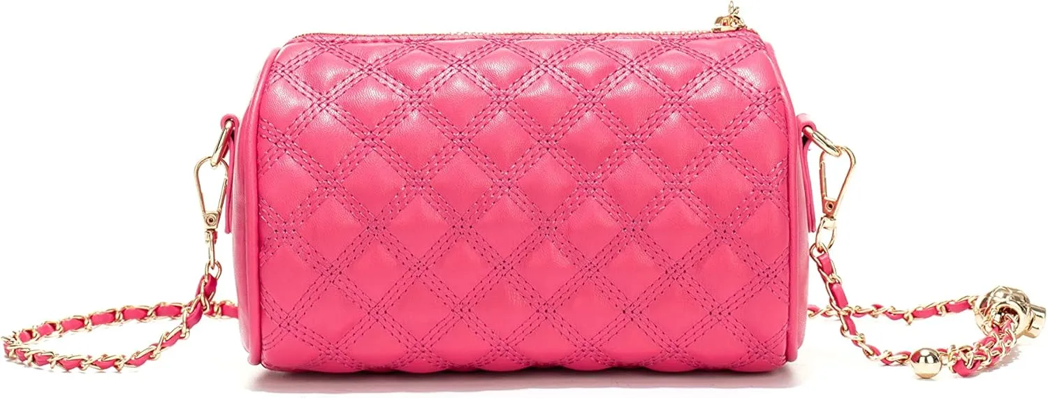 Hanbella Crossbody Purse for Women - Cute Quilted Leather Shoulder Bag with Gold Chain Strap for Teen Girls - Womens Clutch