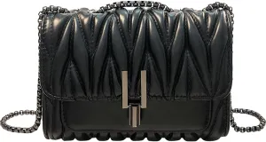 Hanbella Crossbody Purse for Women - Cute Quilted Leather Shoulder Bag with Gold Chain Strap for Teen Girls - Womens Clutch