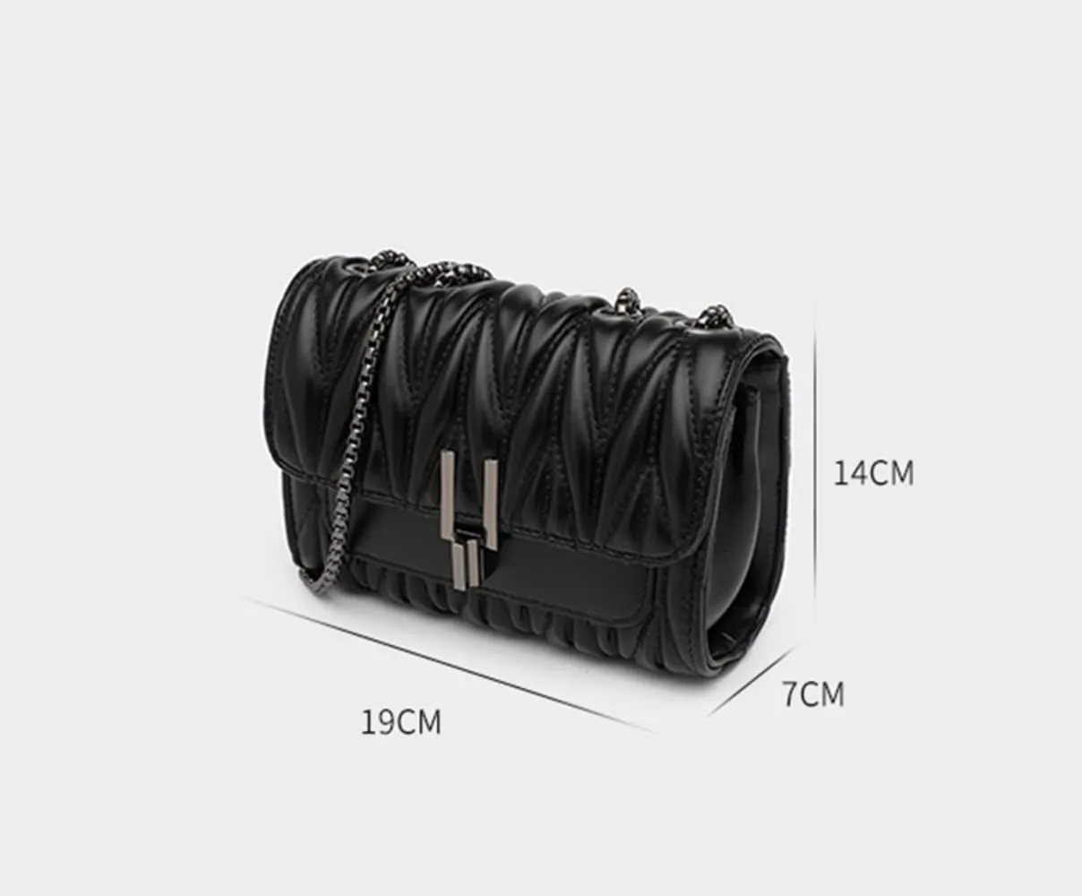 Hanbella Crossbody Purse for Women - Cute Quilted Leather Shoulder Bag with Gold Chain Strap for Teen Girls - Womens Clutch