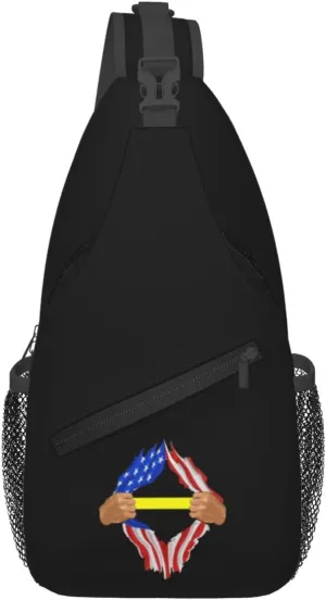 Hand Tear Hand Tear Security Officers And Loss Prevention Personnel Thin Yellow Line Flag Crossbody Bags For Women Men Chest Backpack Gym Shoulder Bag Travel Outdoor Sports Casual Crossbody Bags