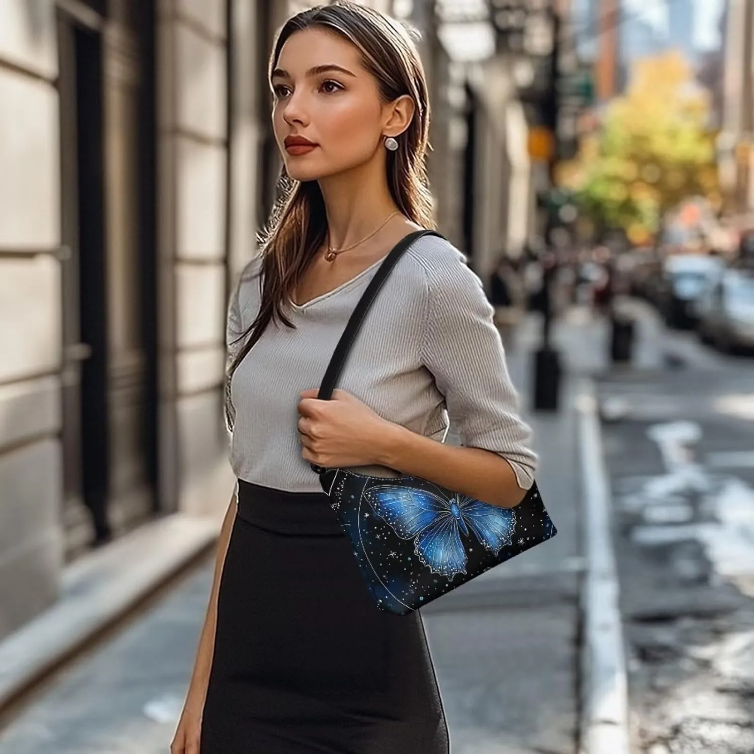 Handbag for Women Leather Underam Shoulder Bag with Zipper Fashion Work Purse Waterproof Travel Wallet