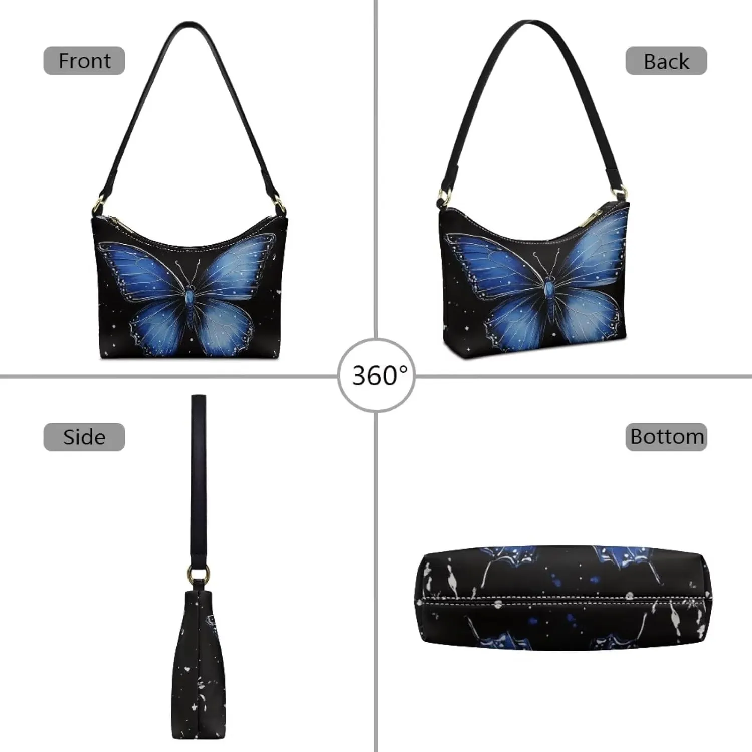 Handbag for Women Leather Underam Shoulder Bag with Zipper Fashion Work Purse Waterproof Travel Wallet