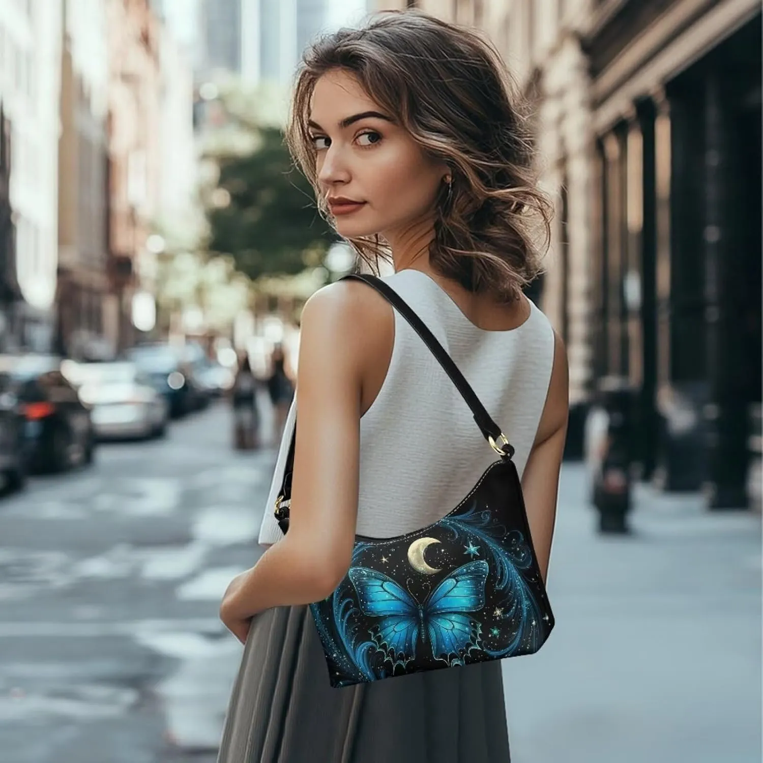 Handbag for Women Leather Underam Shoulder Bag with Zipper Fashion Work Purse Waterproof Travel Wallet