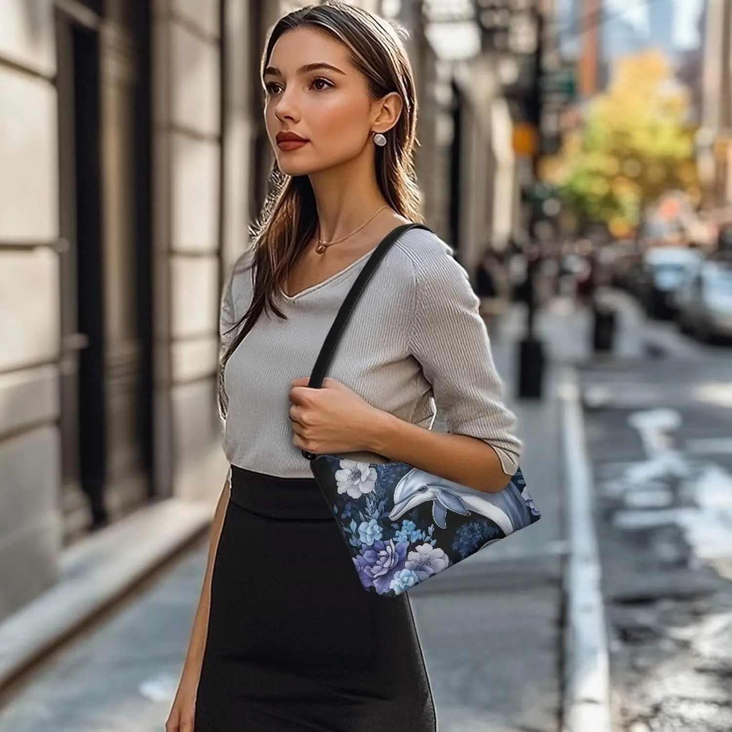 Handbag for Women Leather Underam Shoulder Bag with Zipper Fashion Work Purse Waterproof Travel Wallet