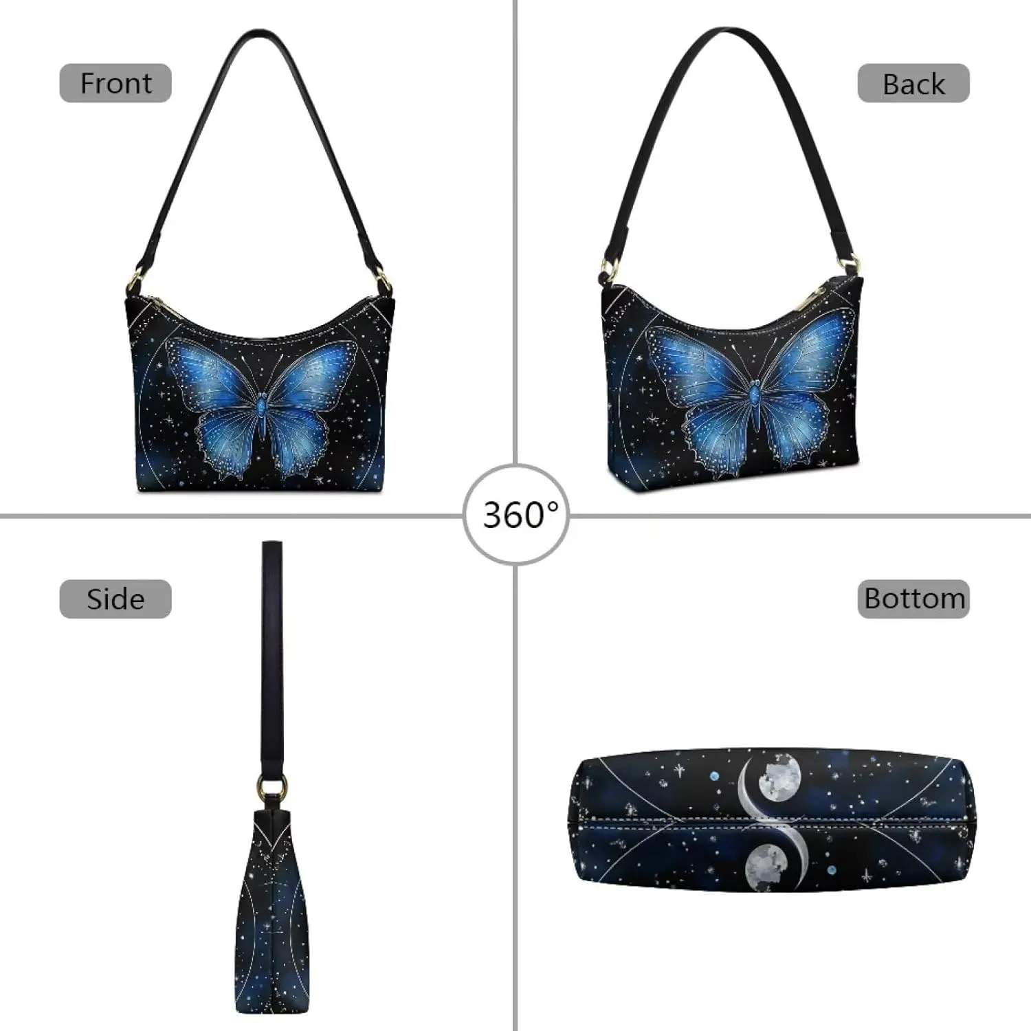 Handbag for Women Leather Underam Shoulder Bag with Zipper Fashion Work Purse Waterproof Travel Wallet