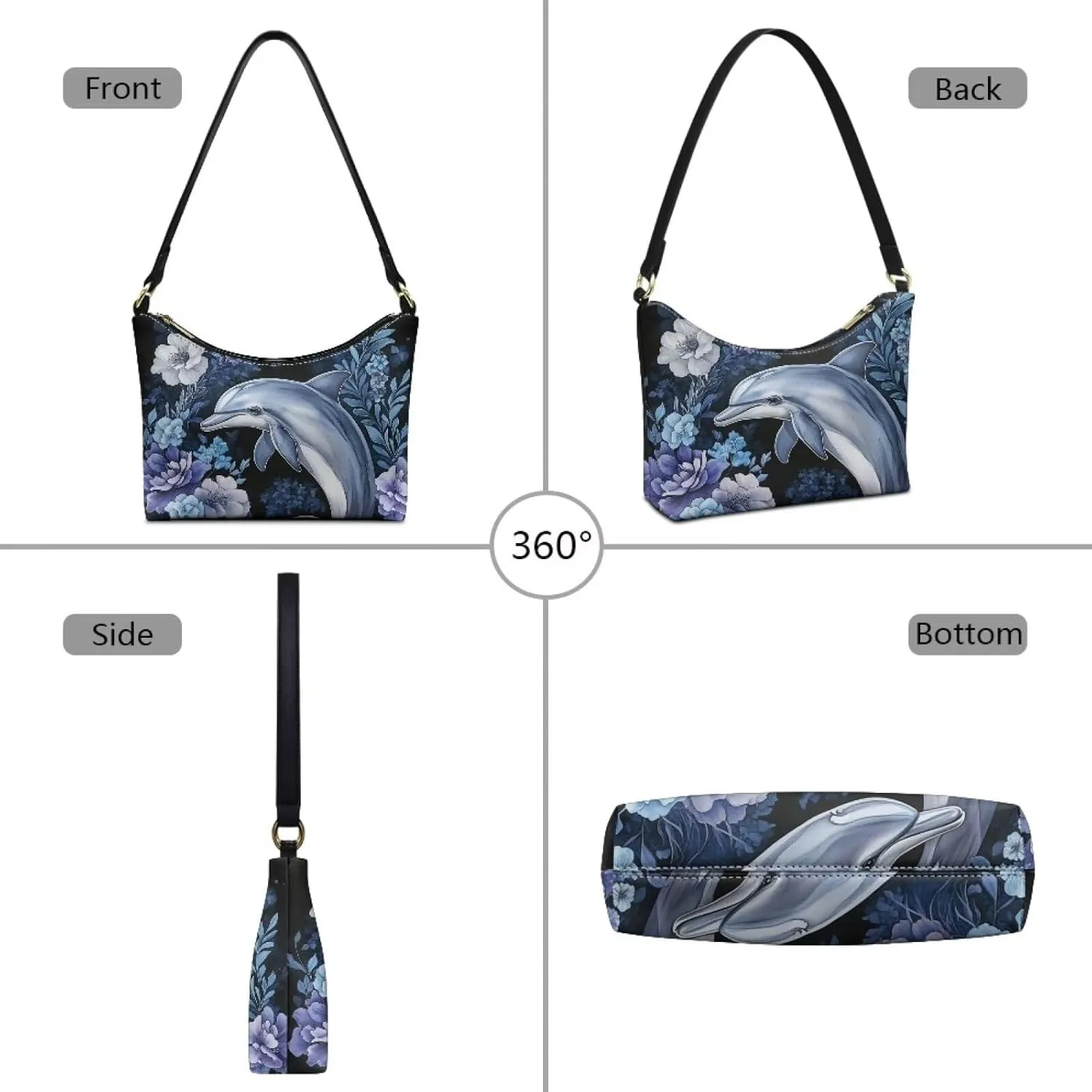 Handbag for Women Leather Underam Shoulder Bag with Zipper Fashion Work Purse Waterproof Travel Wallet