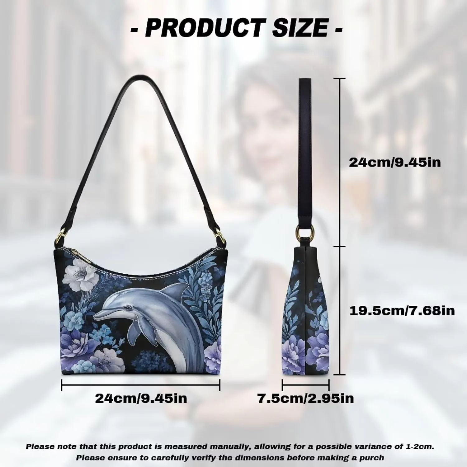 Handbag for Women Leather Underam Shoulder Bag with Zipper Fashion Work Purse Waterproof Travel Wallet