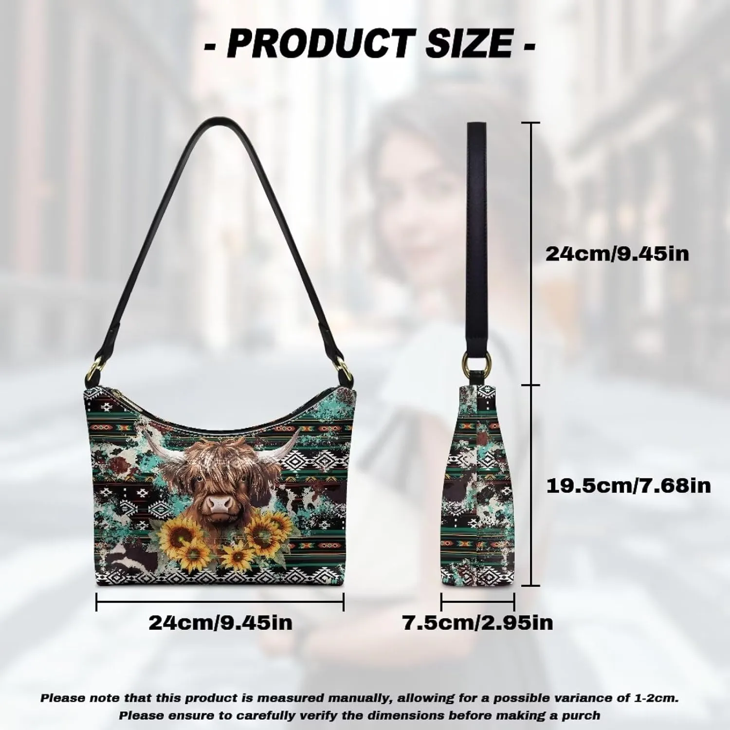Handbag for Women Leather Underam Shoulder Bag with Zipper Fashion Work Purse Waterproof Travel Wallet