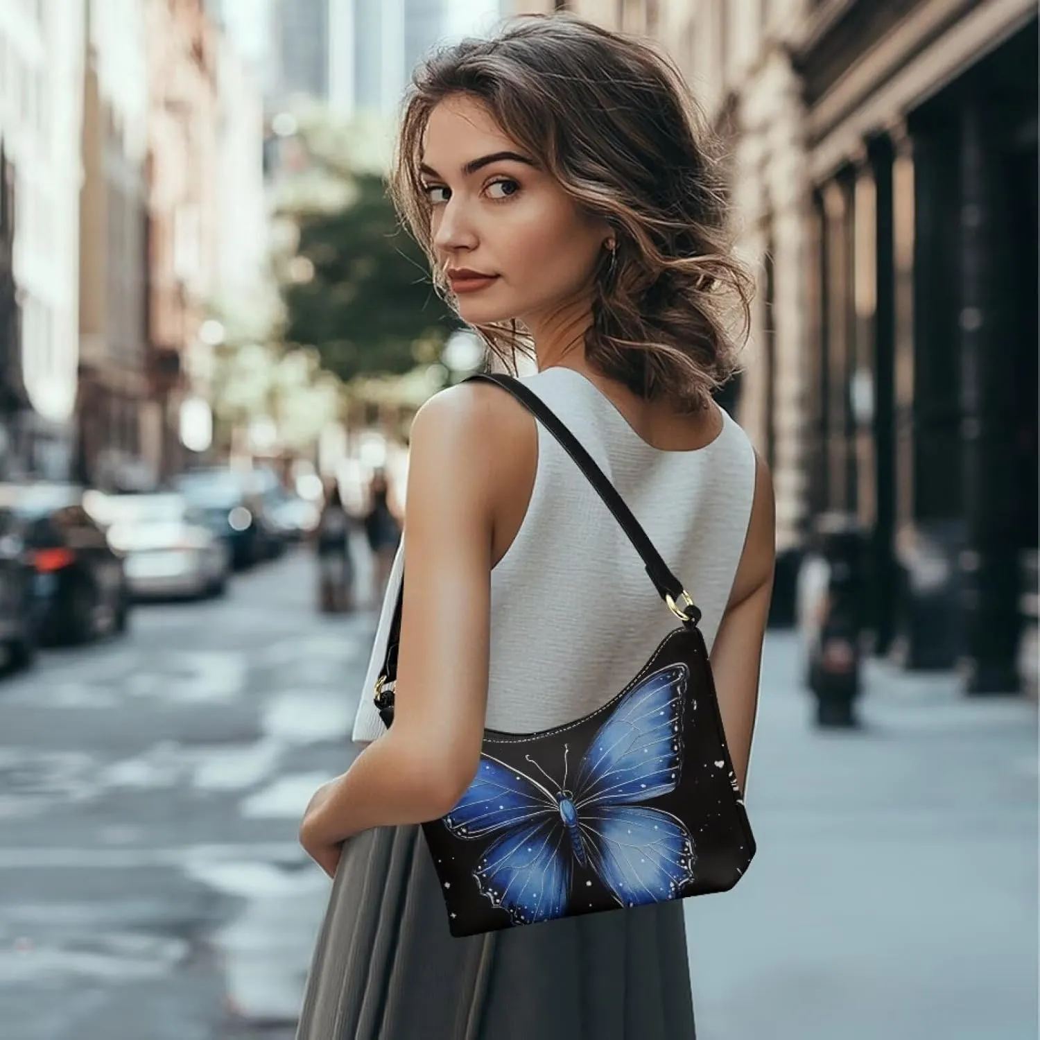 Handbag for Women Leather Underam Shoulder Bag with Zipper Fashion Work Purse Waterproof Travel Wallet
