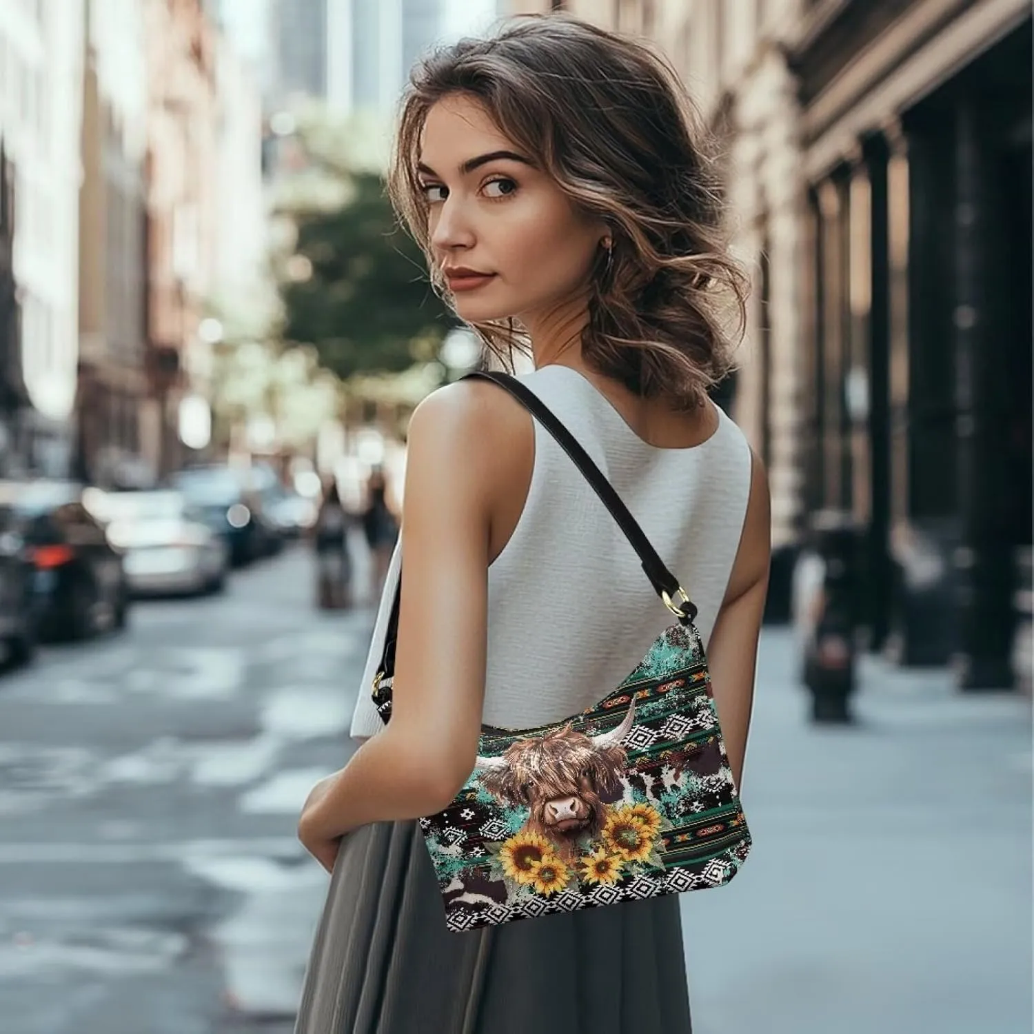 Handbag for Women Leather Underam Shoulder Bag with Zipper Fashion Work Purse Waterproof Travel Wallet