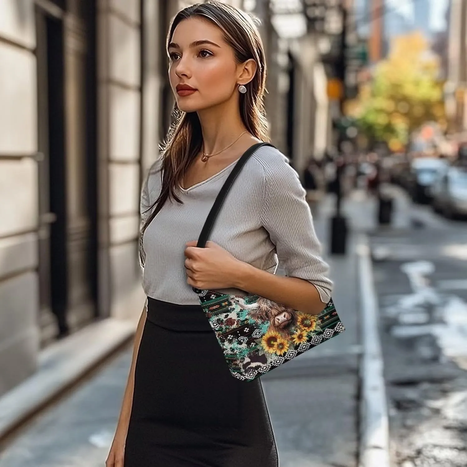 Handbag for Women Leather Underam Shoulder Bag with Zipper Fashion Work Purse Waterproof Travel Wallet