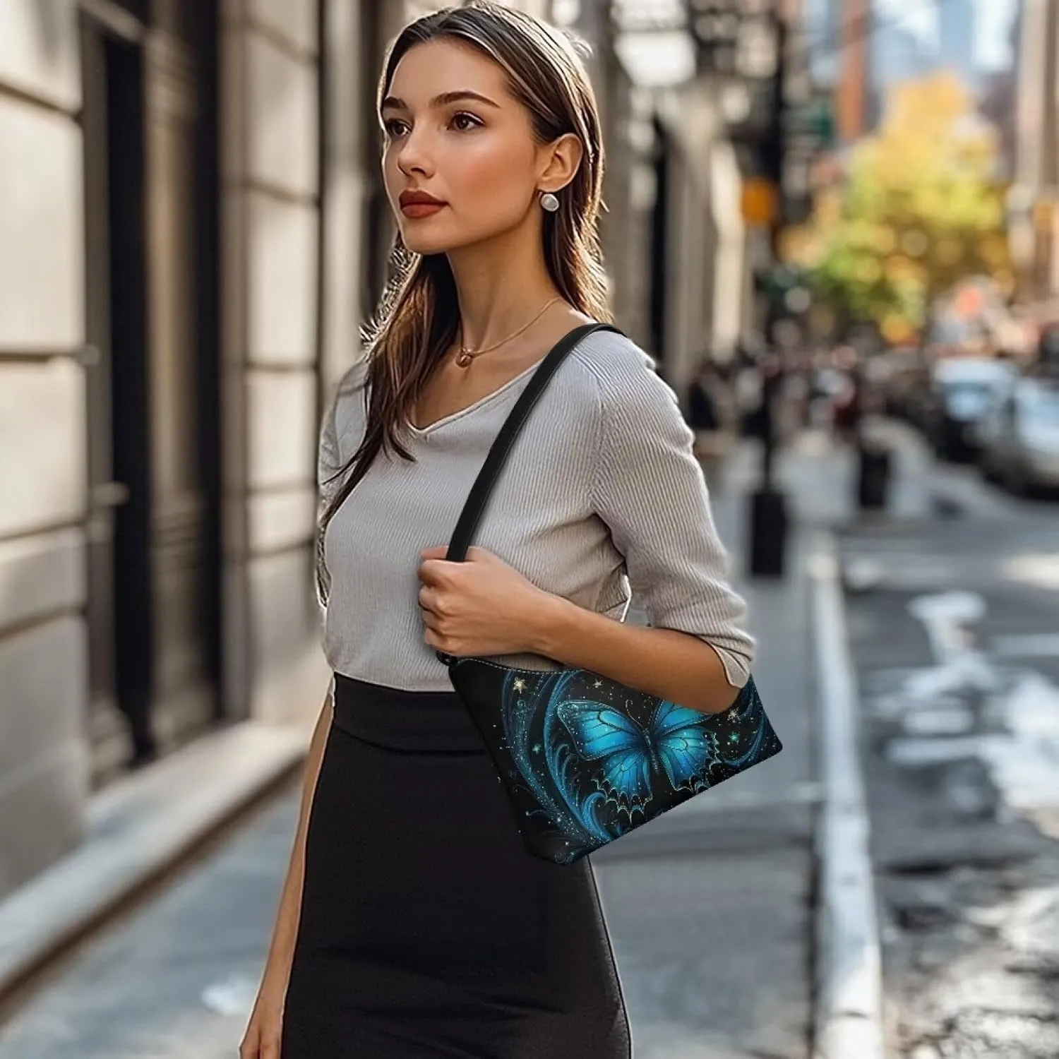 Handbag for Women Leather Underam Shoulder Bag with Zipper Fashion Work Purse Waterproof Travel Wallet
