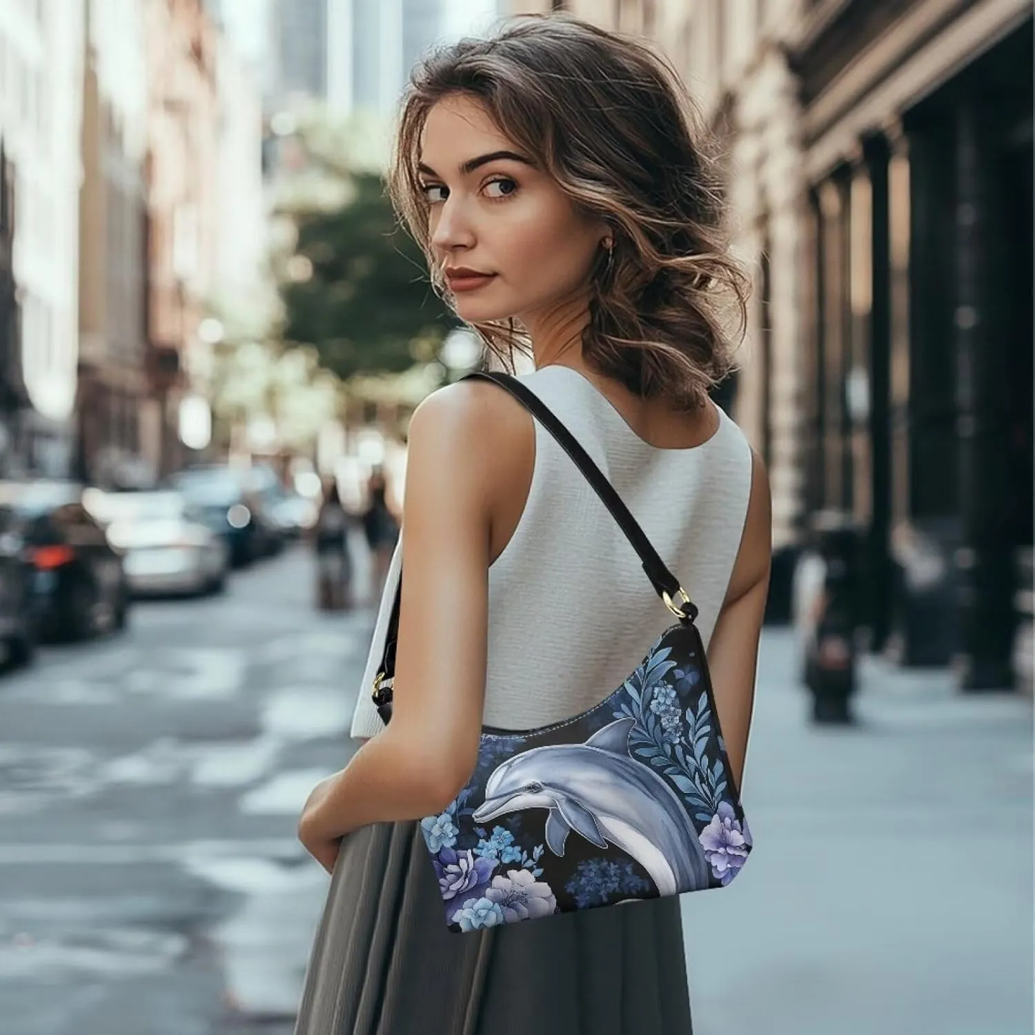 Handbag for Women Leather Underam Shoulder Bag with Zipper Fashion Work Purse Waterproof Travel Wallet