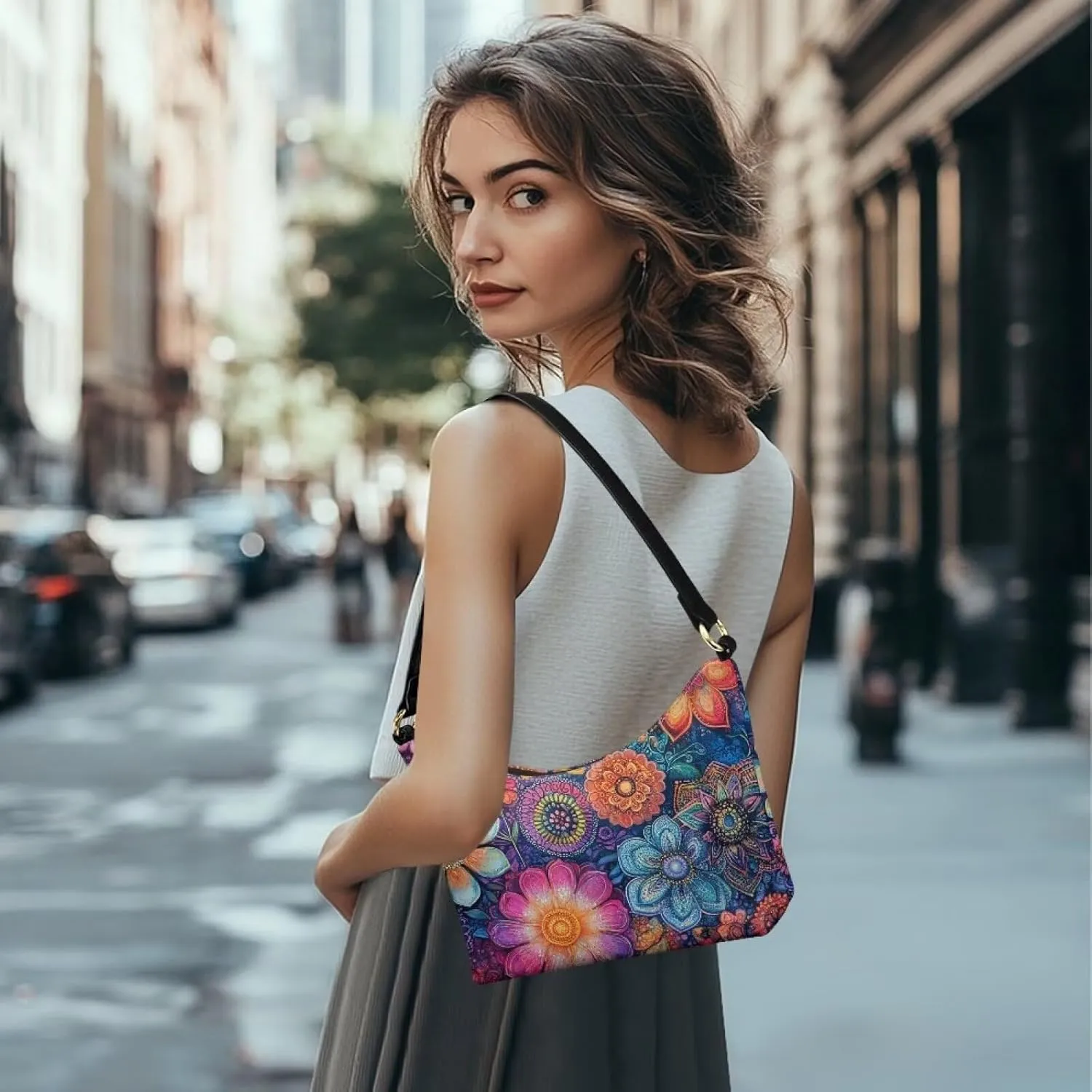 Handbag for Women Leather Underam Shoulder Bag with Zipper Fashion Work Purse Waterproof Travel Wallet