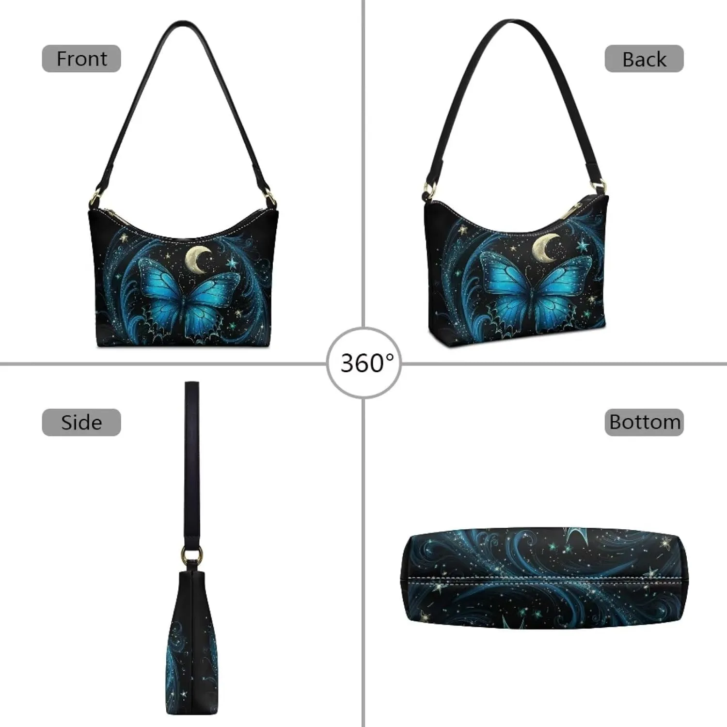 Handbag for Women Leather Underam Shoulder Bag with Zipper Fashion Work Purse Waterproof Travel Wallet