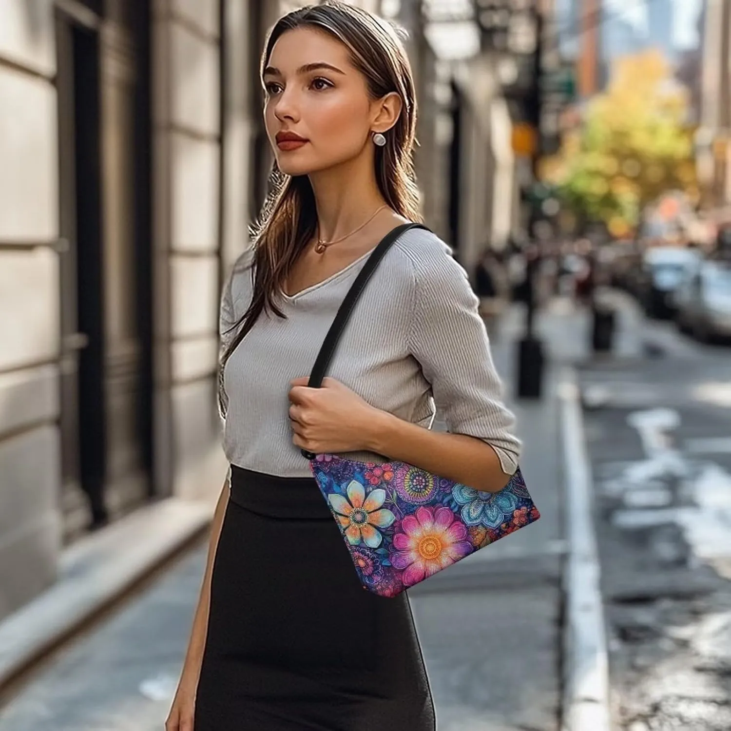 Handbag for Women Leather Underam Shoulder Bag with Zipper Fashion Work Purse Waterproof Travel Wallet