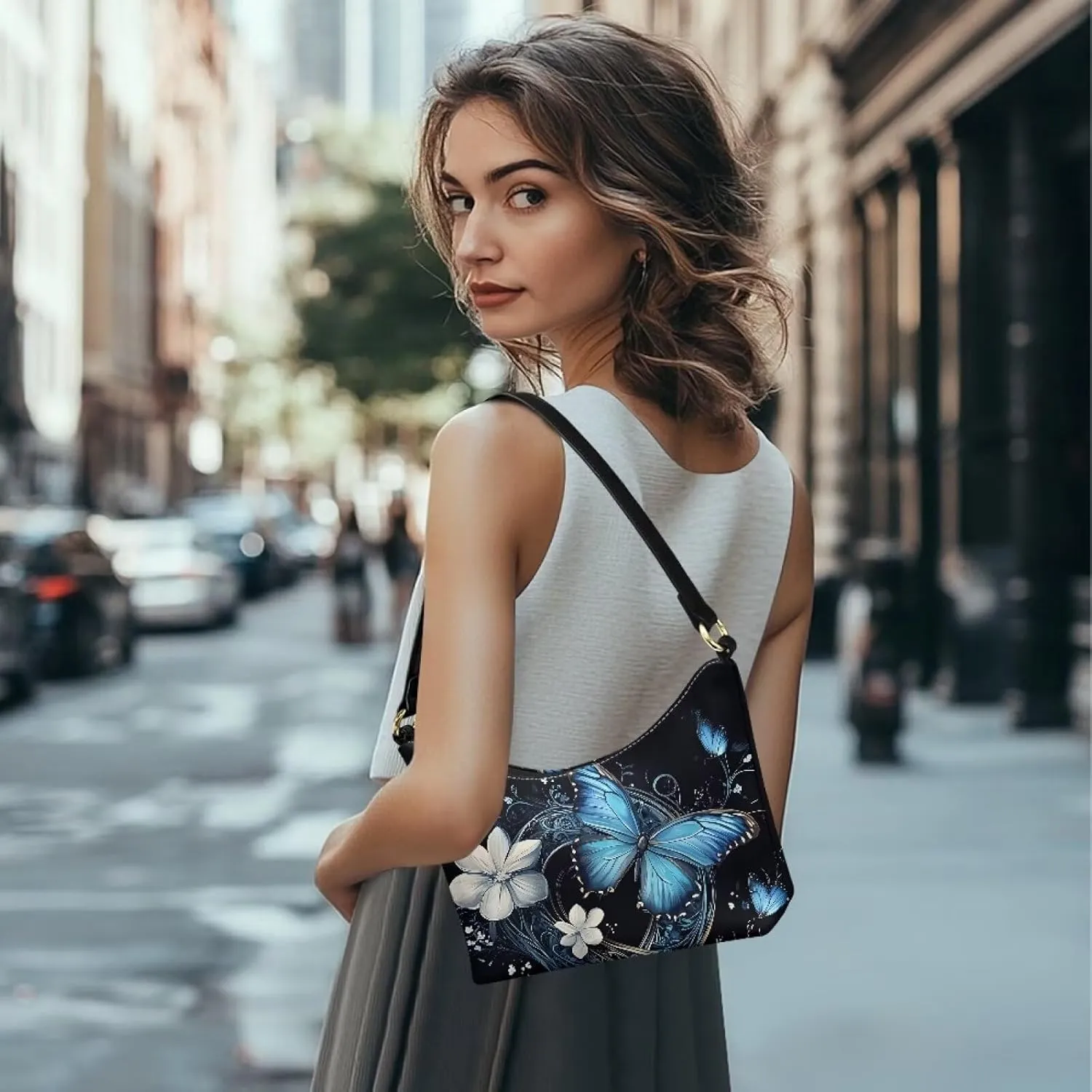 Handbag for Women Leather Underam Shoulder Bag with Zipper Fashion Work Purse Waterproof Travel Wallet