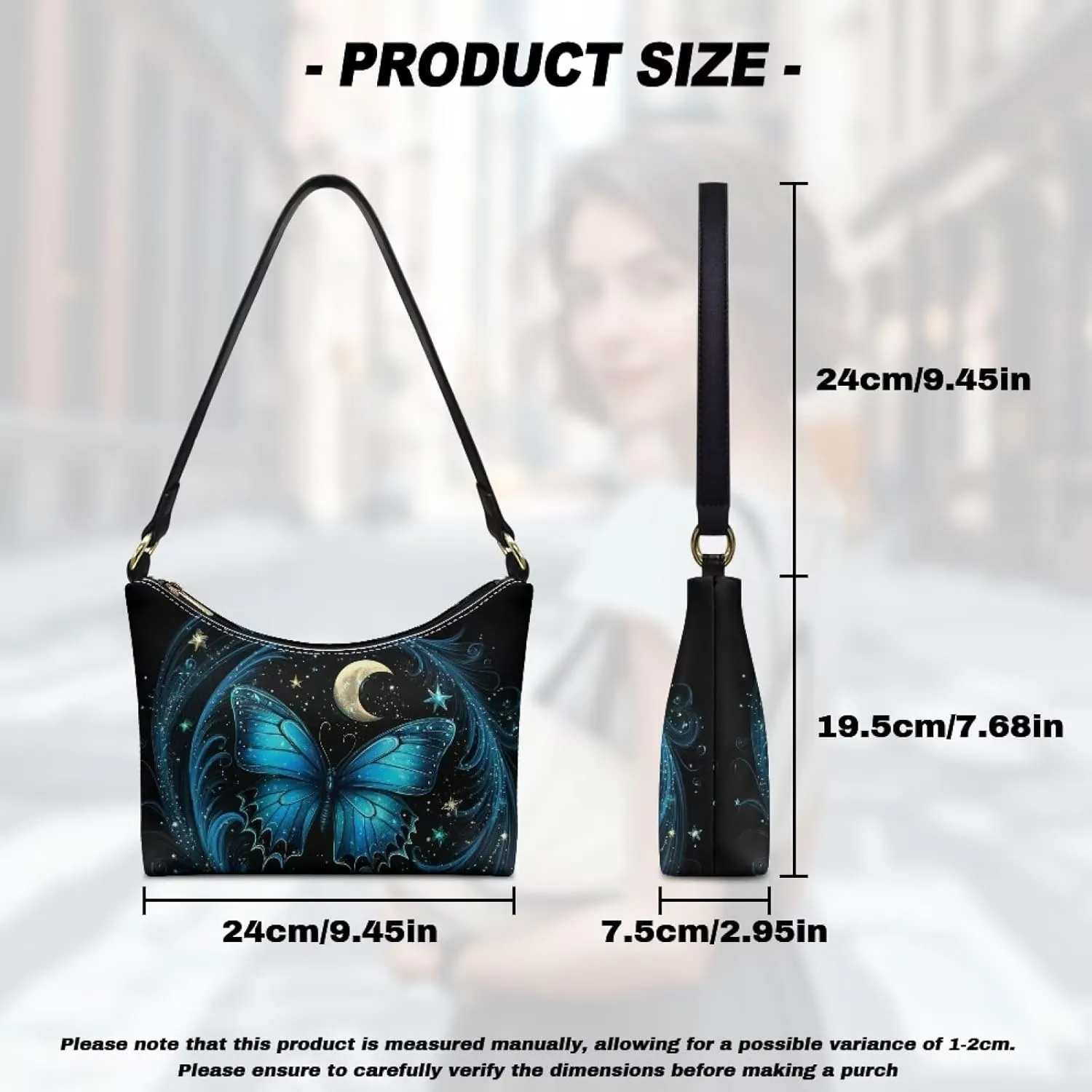 Handbag for Women Leather Underam Shoulder Bag with Zipper Fashion Work Purse Waterproof Travel Wallet