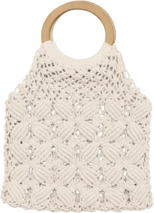 Handmade Cotton Rope Weave Bag for Women Stylish Beach Tote Bag for Daily Use Summer Outings present for White Woven Handbag