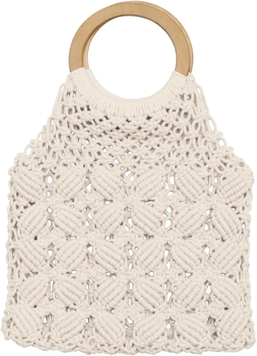Handmade Cotton Rope Weave Bag for Women Stylish Beach Tote Bag for Daily Use Summer Outings present for White Woven Handbag