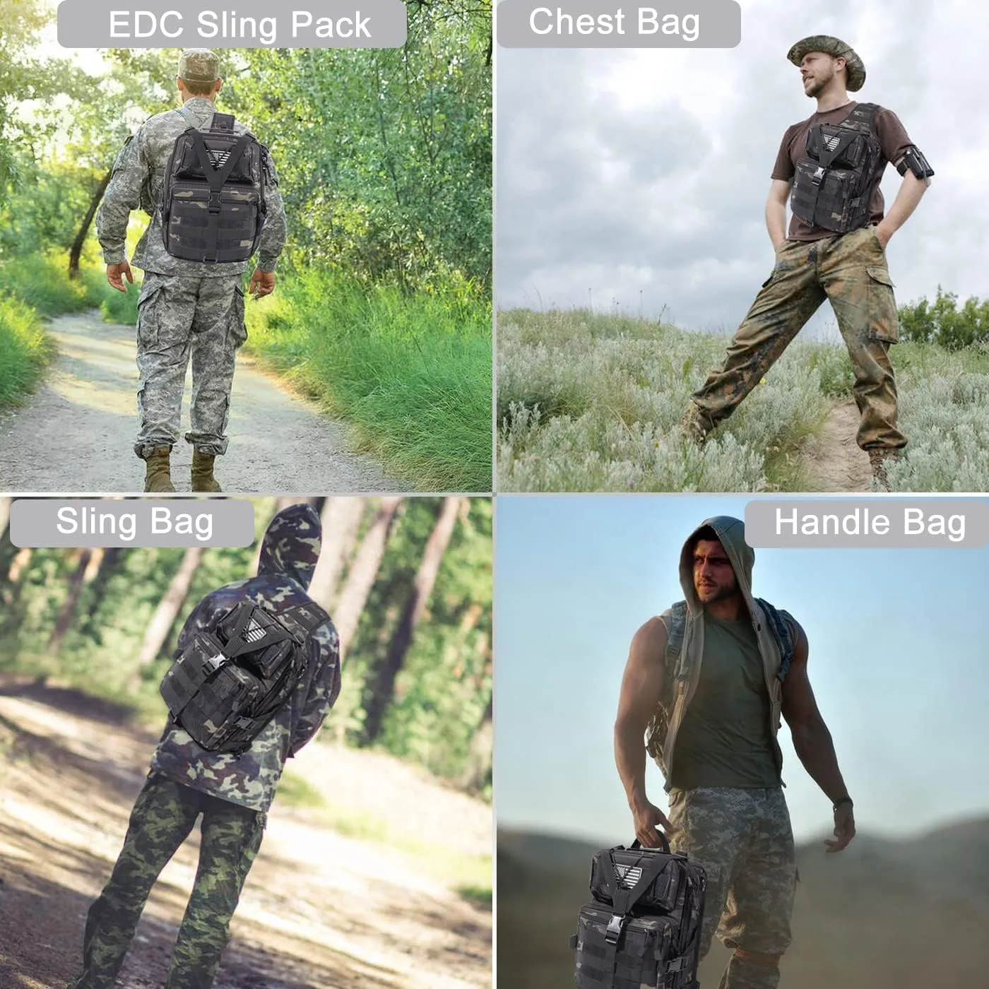 HAOMUK Tactical Sling Bag Pack Military Rover Shoulder Sling Backpack EDC Molle Assault Range Bag