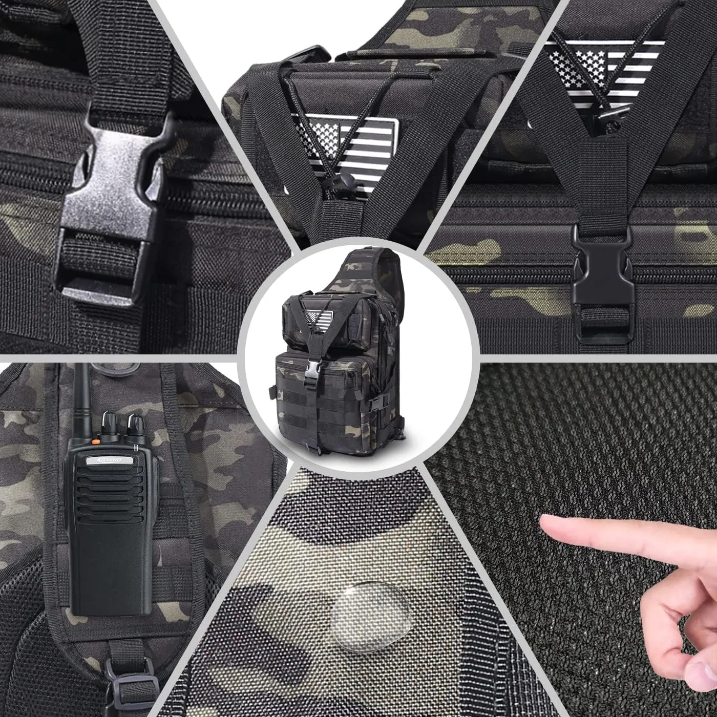 HAOMUK Tactical Sling Bag Pack Military Rover Shoulder Sling Backpack EDC Molle Assault Range Bag