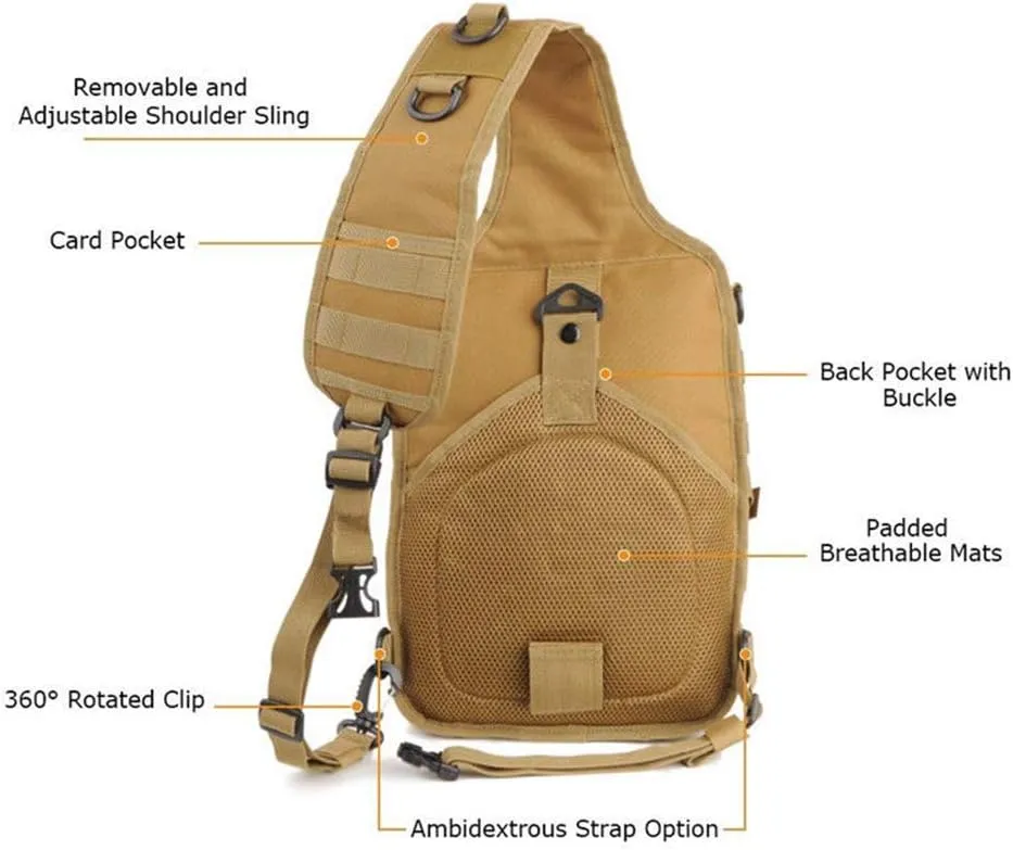 HAOMUK Tactical Sling Bag Pack Military Rover Shoulder Sling Backpack EDC Molle Assault Range Bag