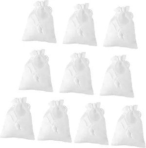 HAPINARY 10 Pack Linen Jute Drawstring Jewelry Pouches White Bag for Makeup Beads Wedding Favors