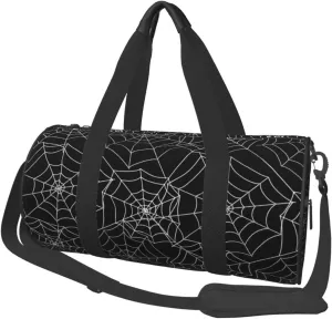 Happy Halloween Bats Witchs Spider Web Pumpkin Skull Bone Round Travel Duffel Bag Large Capacity Gym Sports Bags for Hiking Vacation Trips