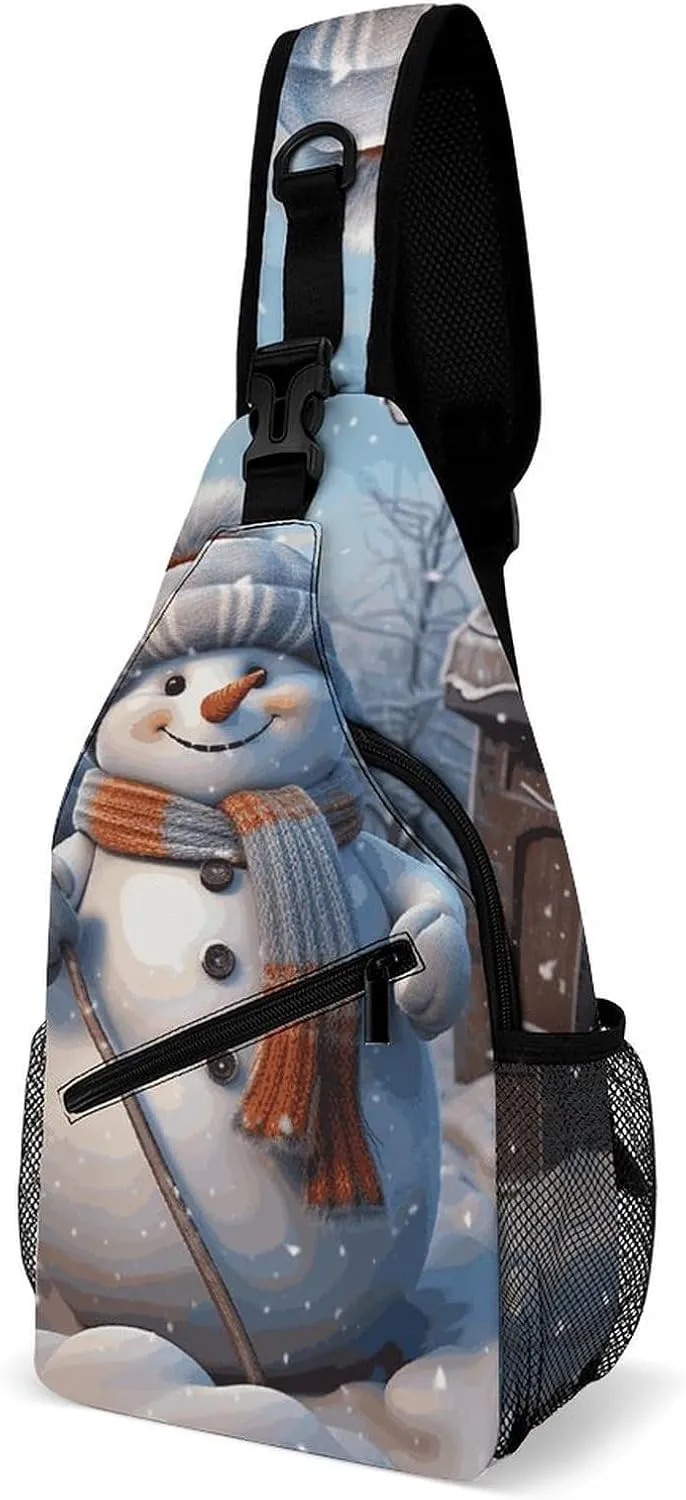 Hardworking Snowman Sling Bag for Men Women Waterproof Chest Bag Print Cross Chest Bag Diagonally Gym Sport Travel Hiking Daypack