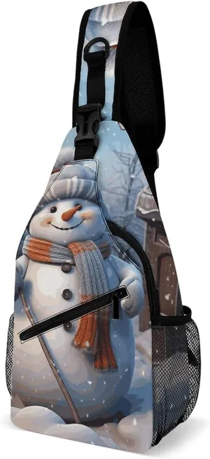 Hardworking Snowman Sling Bag for Men Women Waterproof Chest Bag Print Cross Chest Bag Diagonally Gym Sport Travel Hiking Daypack