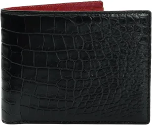 HATA Men Leather Wallet Croc RFID Blocking Front Pocket AIIigator Handmade Gift For Birthday Wedding Anniversary Father's Day