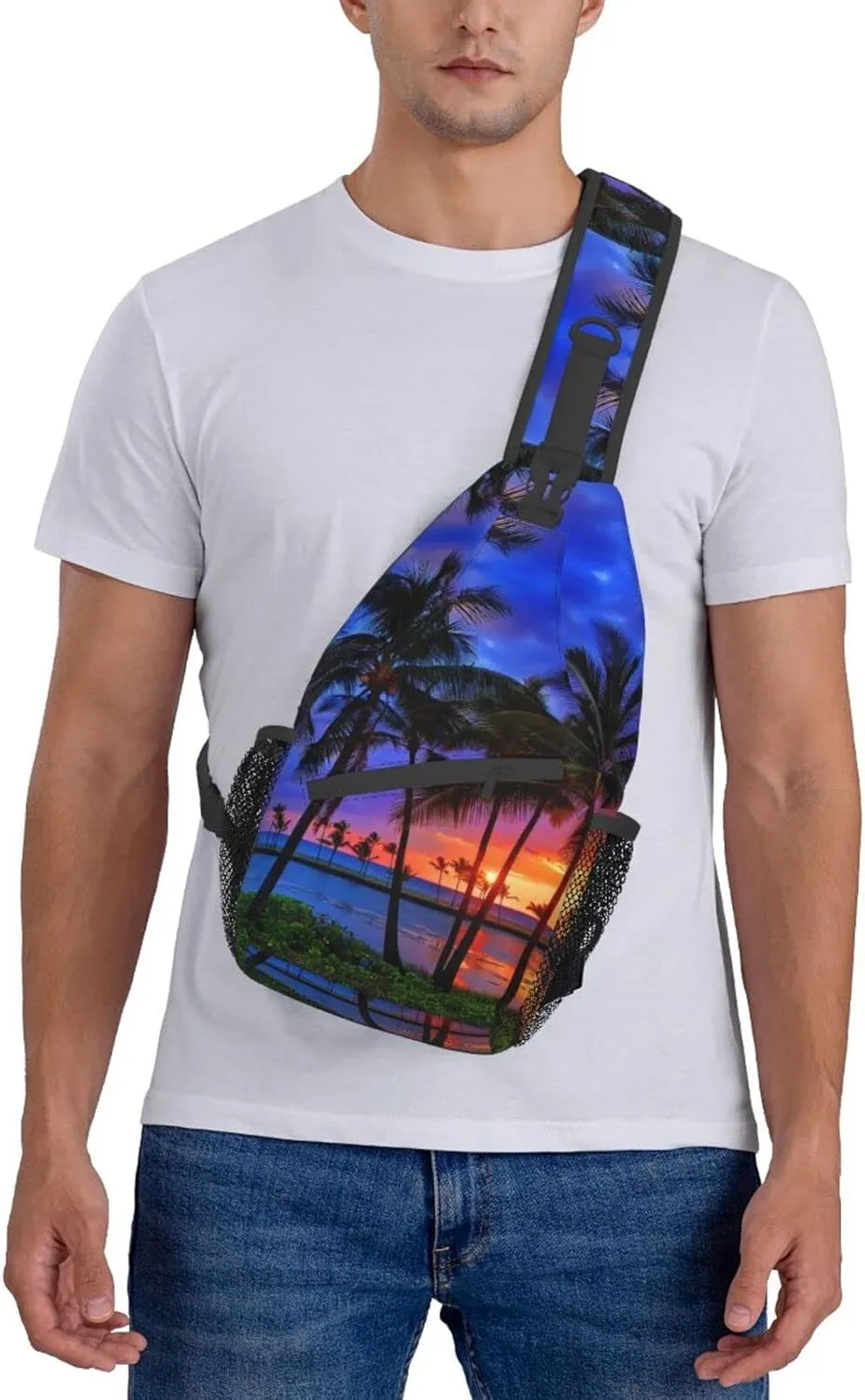 Hawaii Tropical Palm Tree Sling Bag Women Men Backpack Crossbody Bag Travel Hiking Casual Daypack
