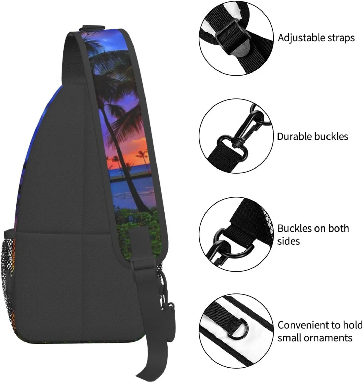 Hawaii Tropical Palm Tree Sling Bag Women Men Backpack Crossbody Bag Travel Hiking Casual Daypack