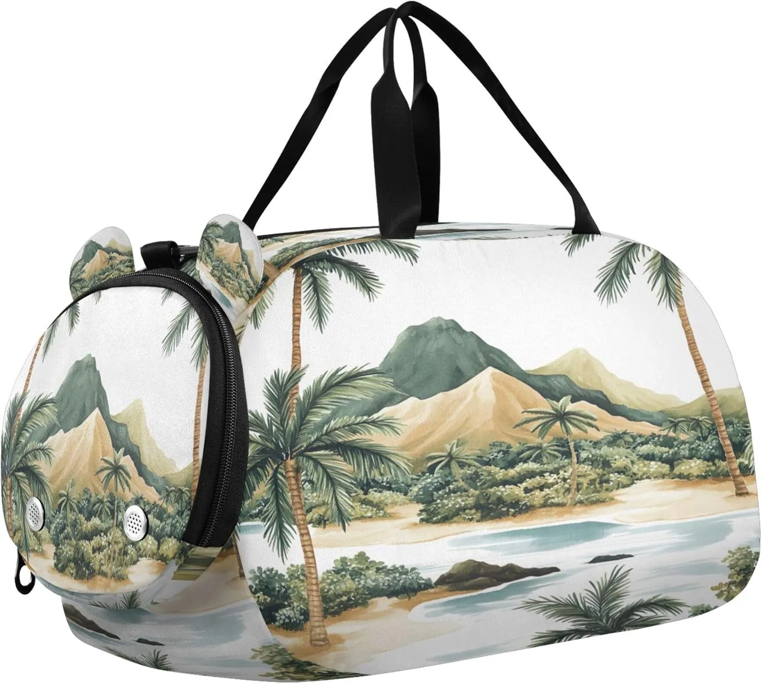 Hawaiian Coastline Kids Overnight Sports Duffel Bags with Shoe Compartment & Wet Pocket Travel Sport Gym Bag for Girls Boys