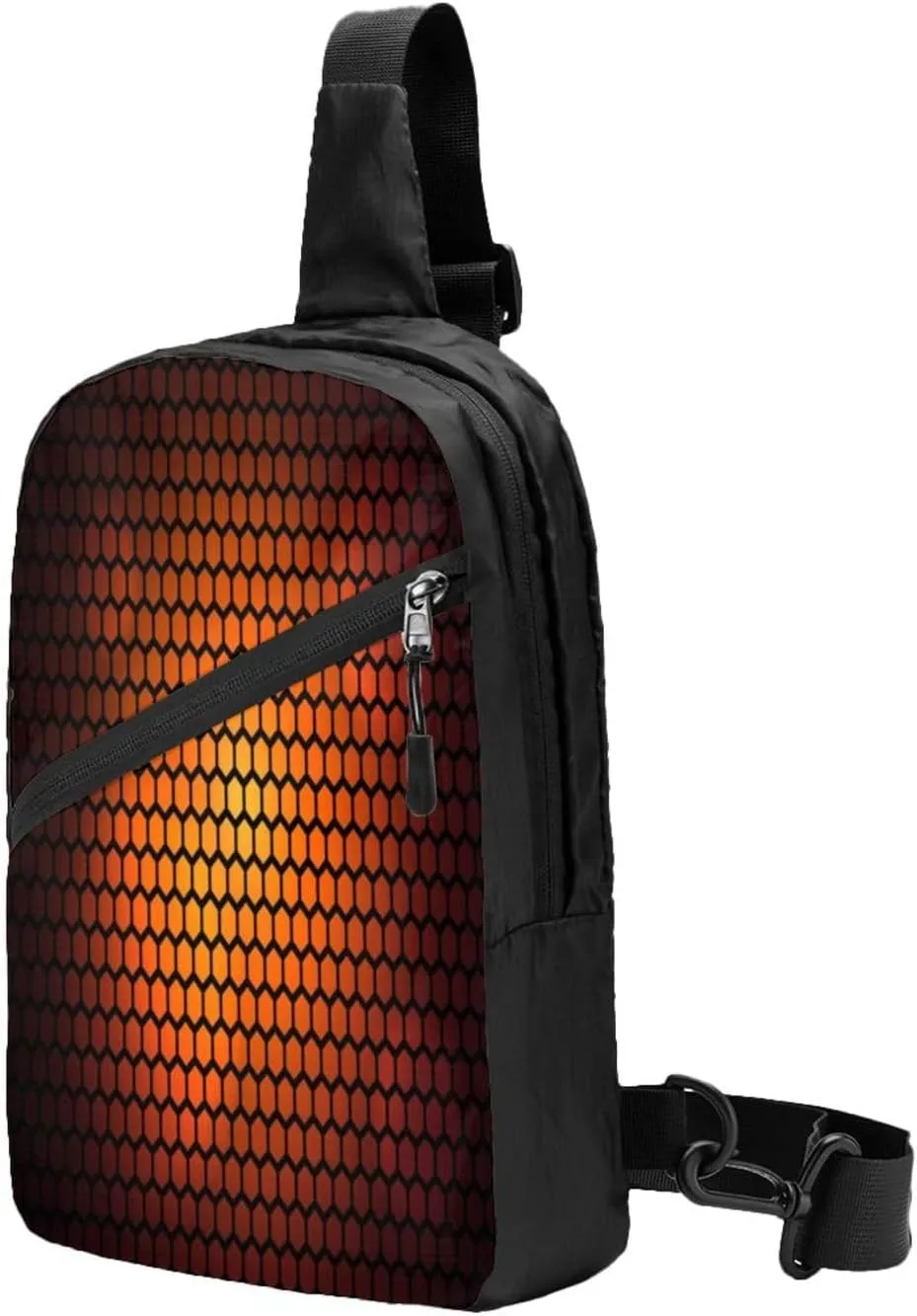 Hexagonal Orange Sling Bag for Men Women, Small Crossbody Sling Backpack Shoulder Chest Bag, Anti Theft Travel Hiking Sports