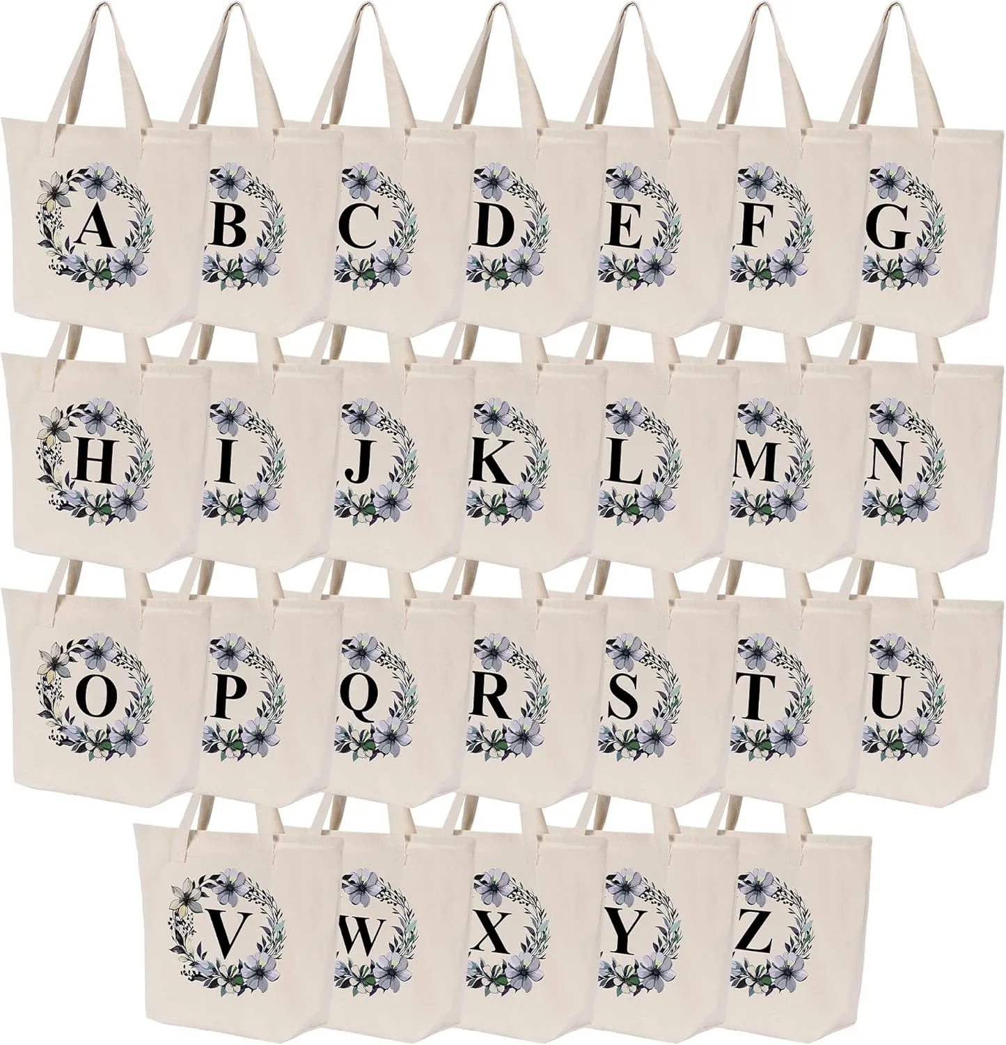HIFA Initial Tote Bag for Women, Personalized Canvas Tote Bag -Durable Cotton, Zipper, Inner Pocket-Multipurpose Shoulder Bag